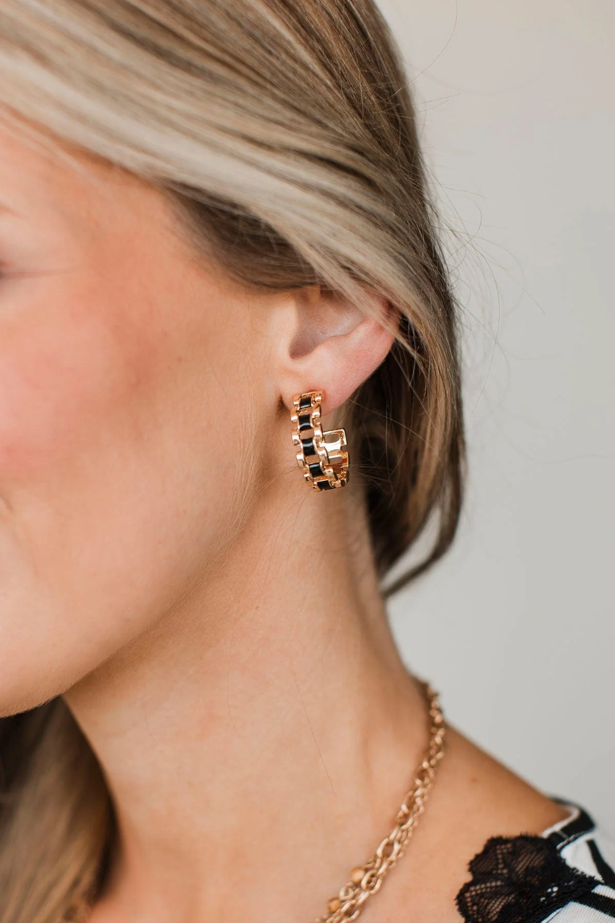 Certainly Charming Chain Hoop Earrings- Gold