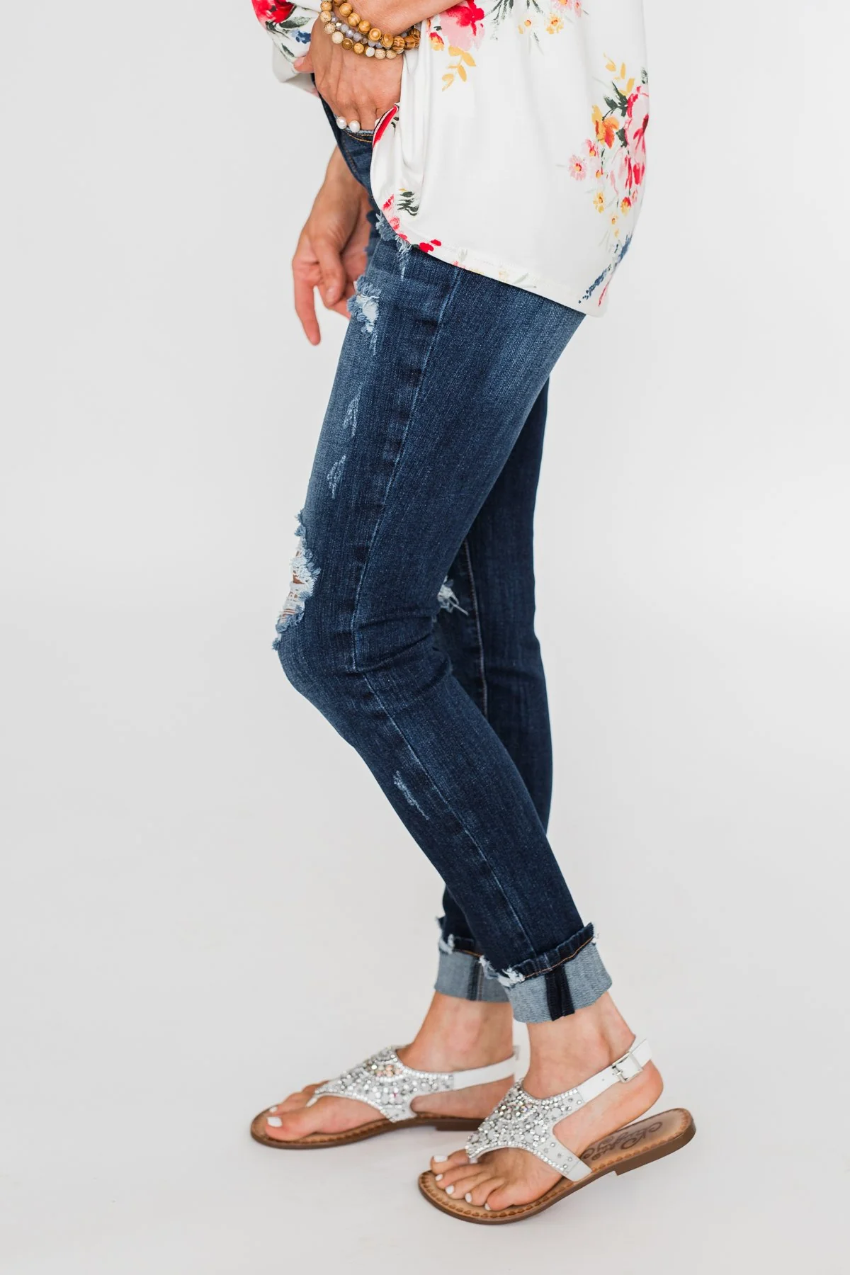 C'est Toi Distressed Ankle Cuff Skinnies- Jaci Wash - Image 3