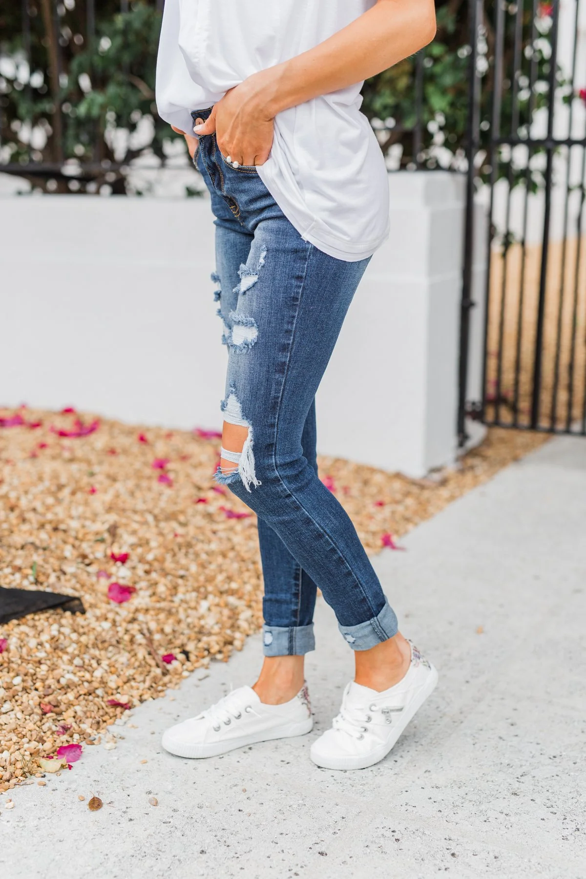 C'est Toi Distressed Ankle Cuff Skinnies- Polly Wash - Image 4
