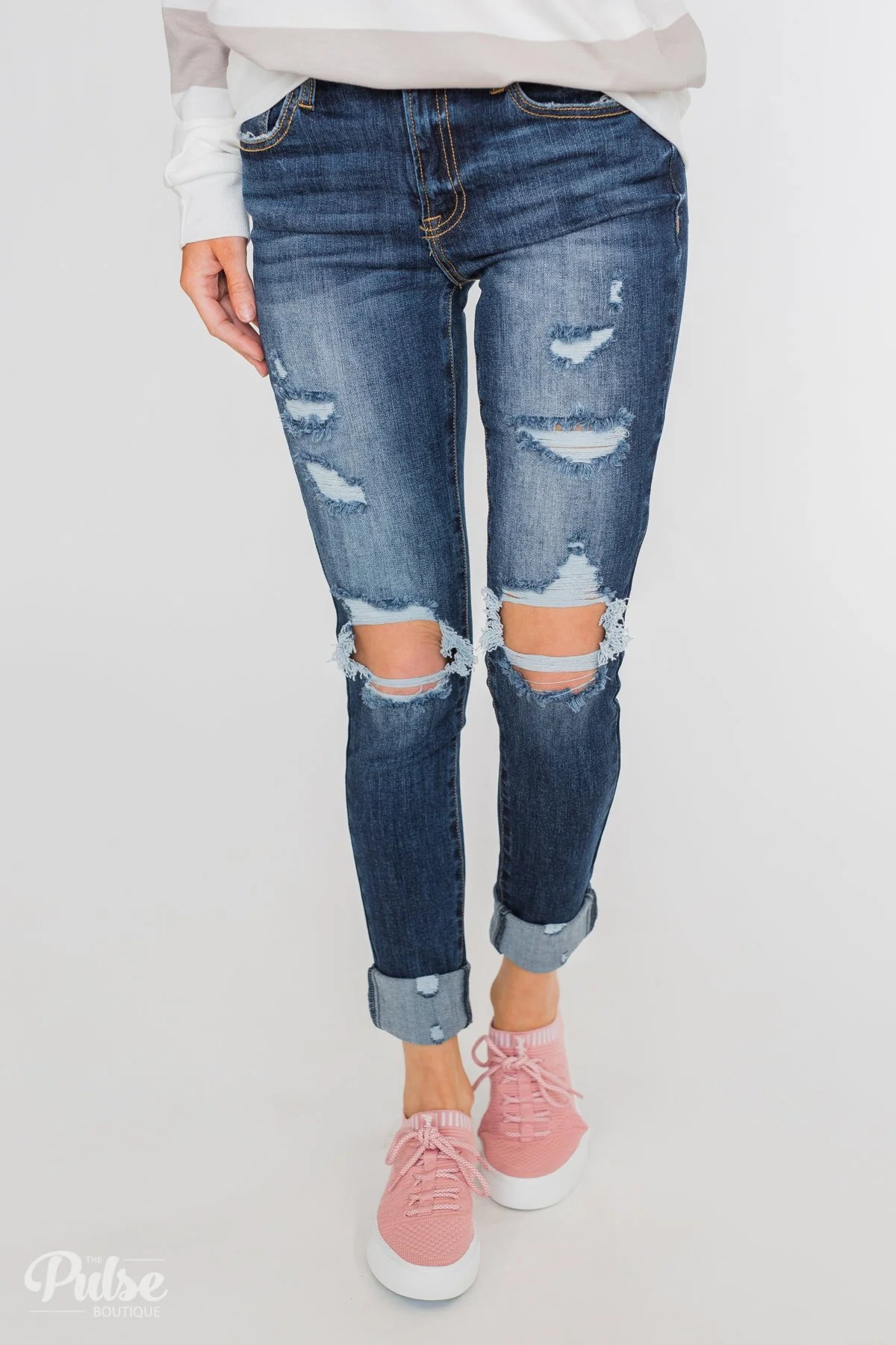 C'est Toi Distressed Ankle Cuff Skinnies- Polly Wash - Image 8