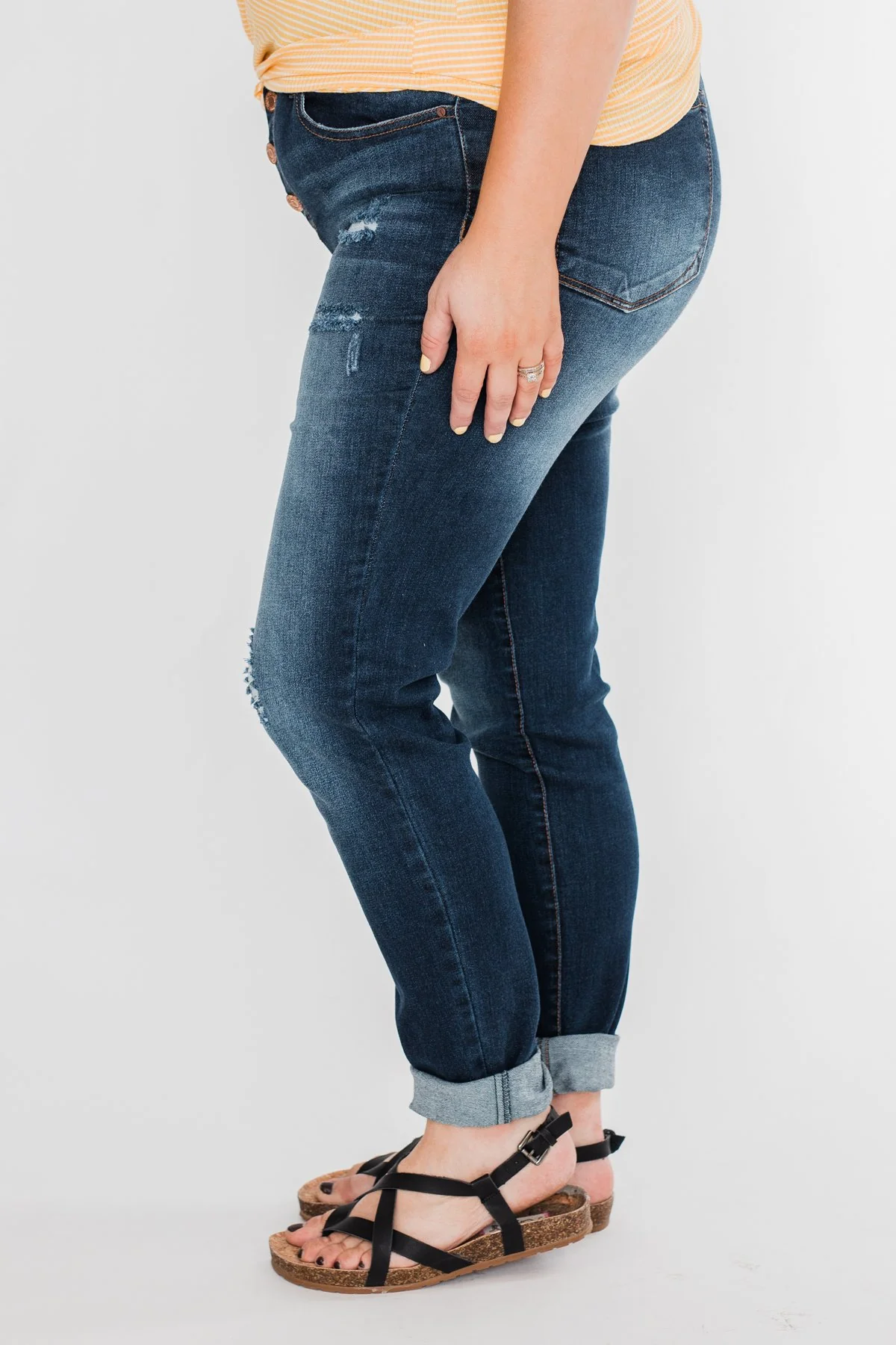 C'est Toi Distressed Button Fly Skinnies- Emily Wash - Image 8