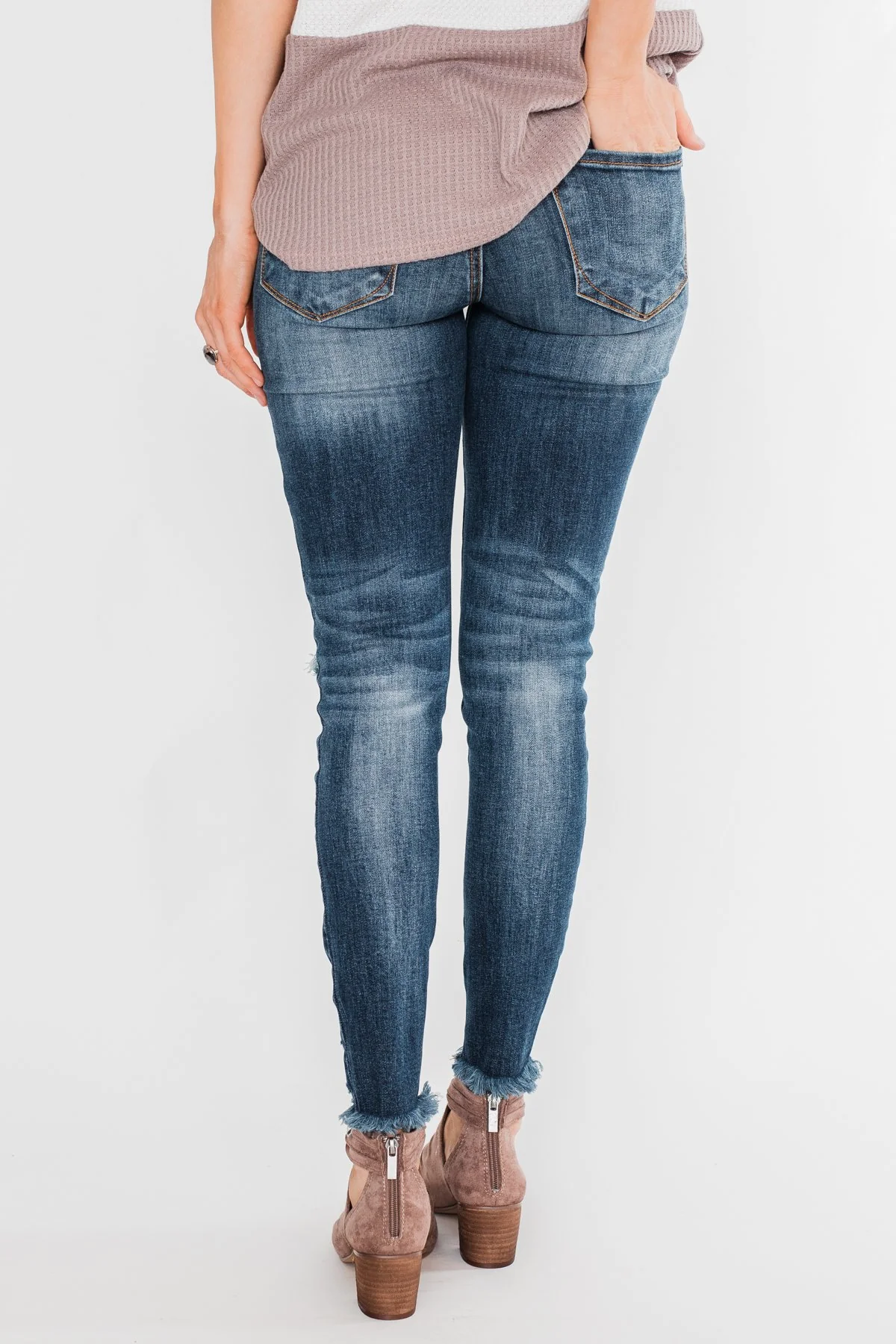 C'est Toi Distressed Skinny Jeans- Fiona Dark Wash - Image 9