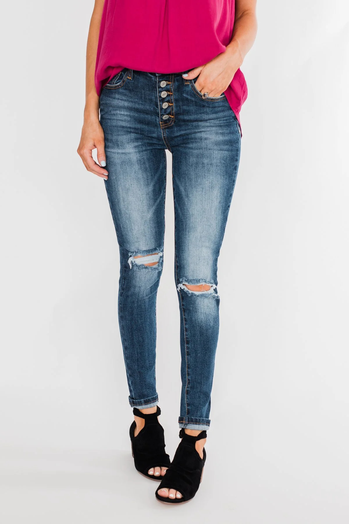 C'est Toi Distressed Skinny Jeans- Bridget Wash - Image 3