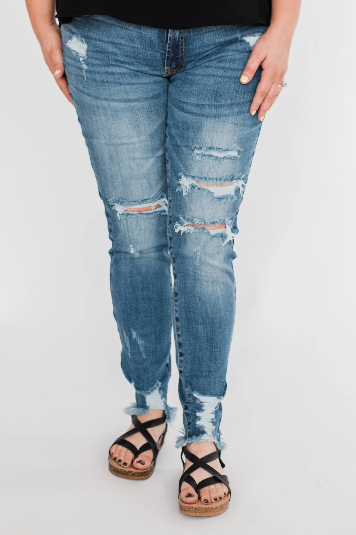 C'est Toi Distressed Skinny Jeans- Fiona Wash - Image 2