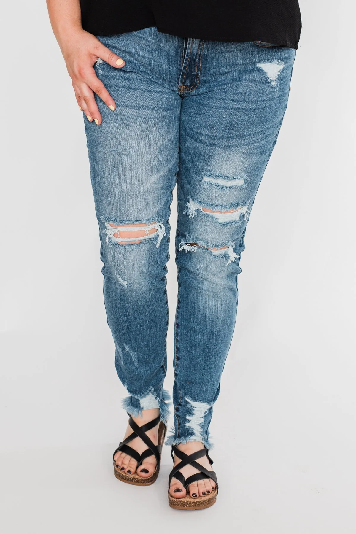 C'est Toi Distressed Skinny Jeans- Fiona Wash - Image 6