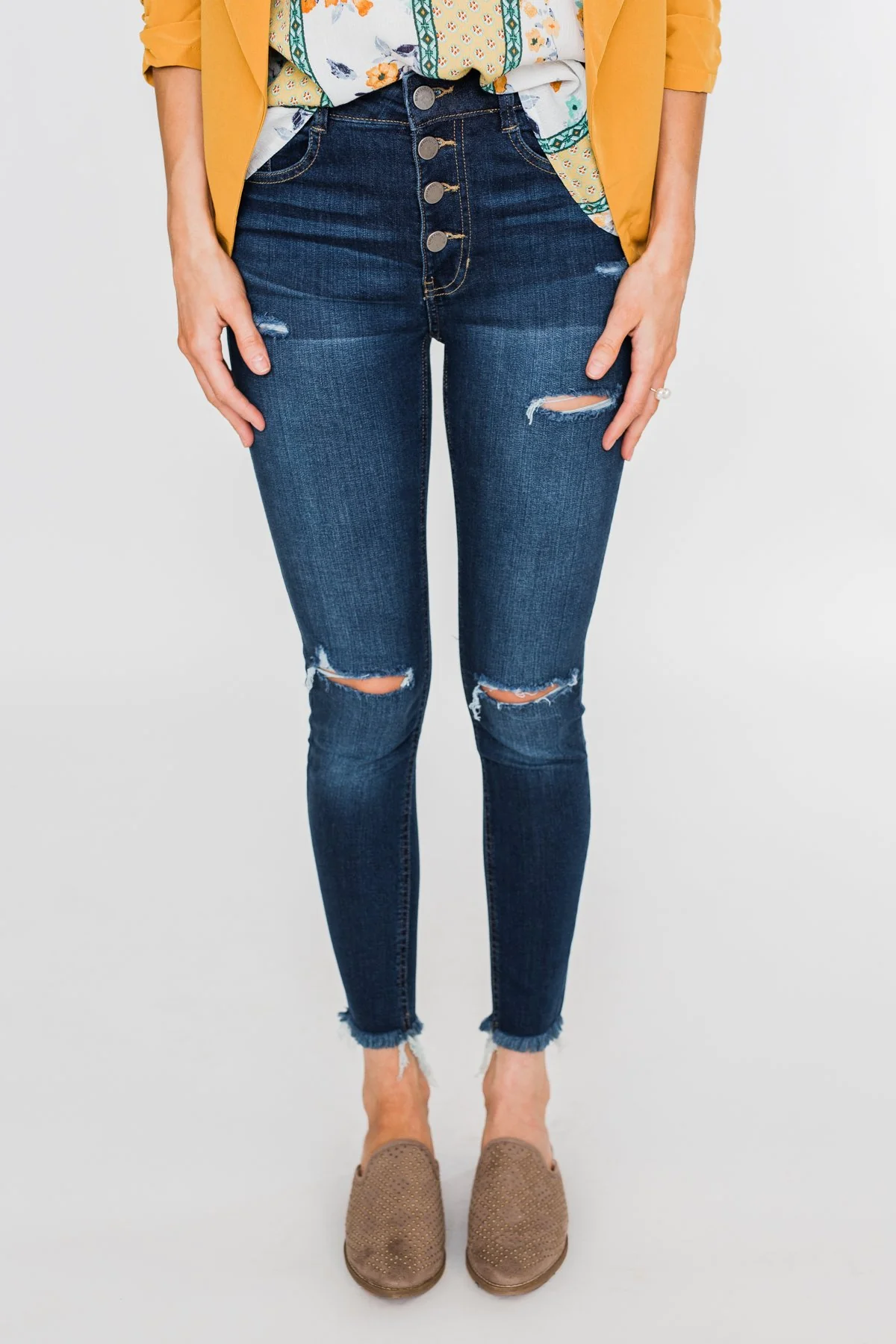 C'est Toi Distressed Skinny Jeans- Jade Wash - Image 11