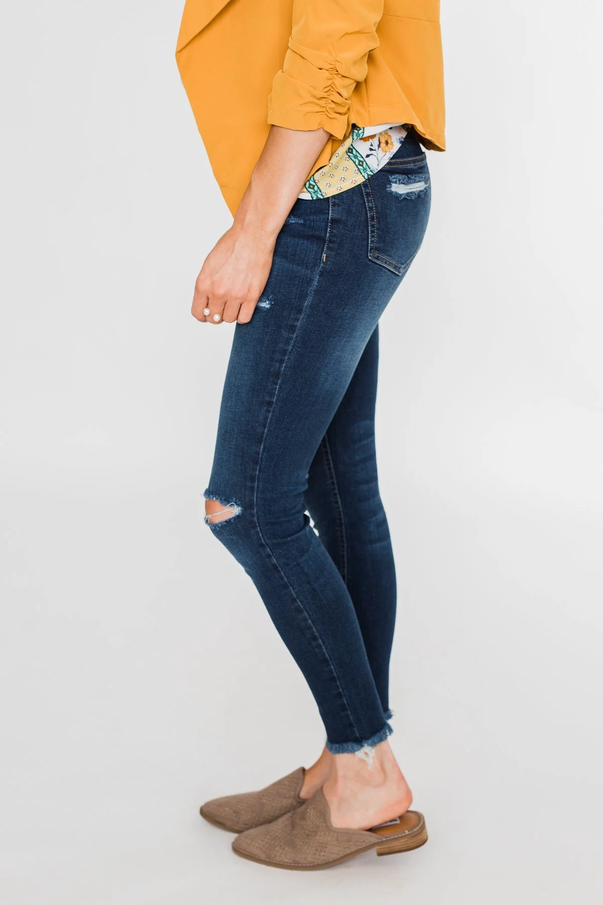 C'est Toi Distressed Skinny Jeans- Jade Wash - Image 4