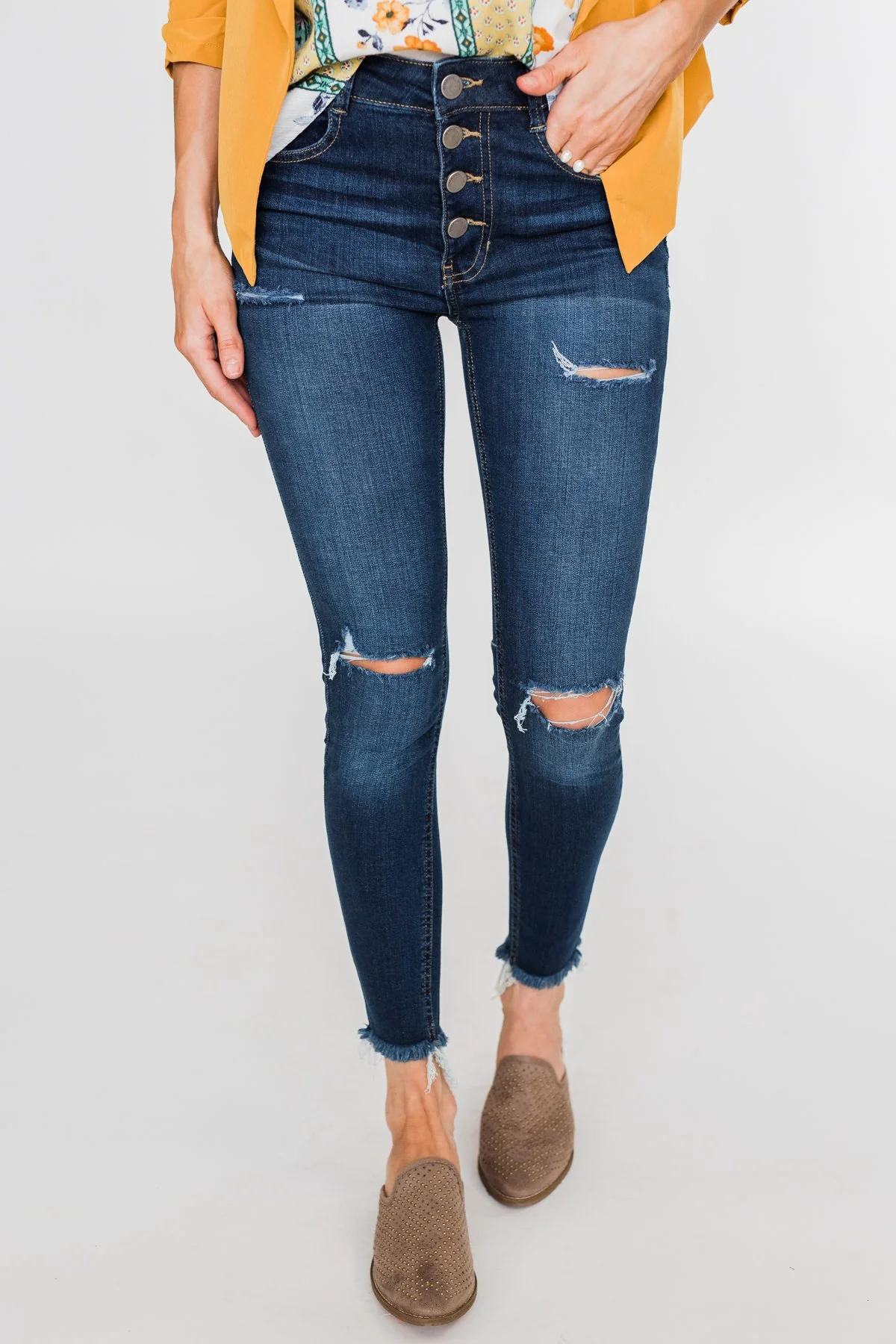 C'est Toi Distressed Skinny Jeans- Jade Wash - Image 9