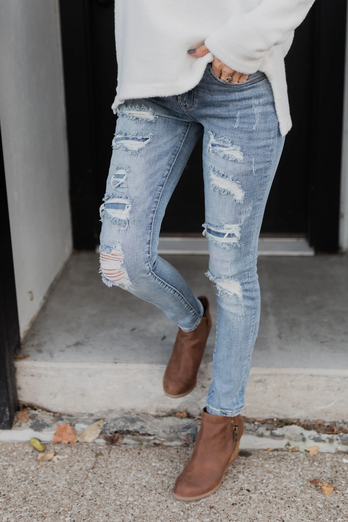 C'est Toi Distressed Skinny Jeans- Ophelia Wash - Image 3