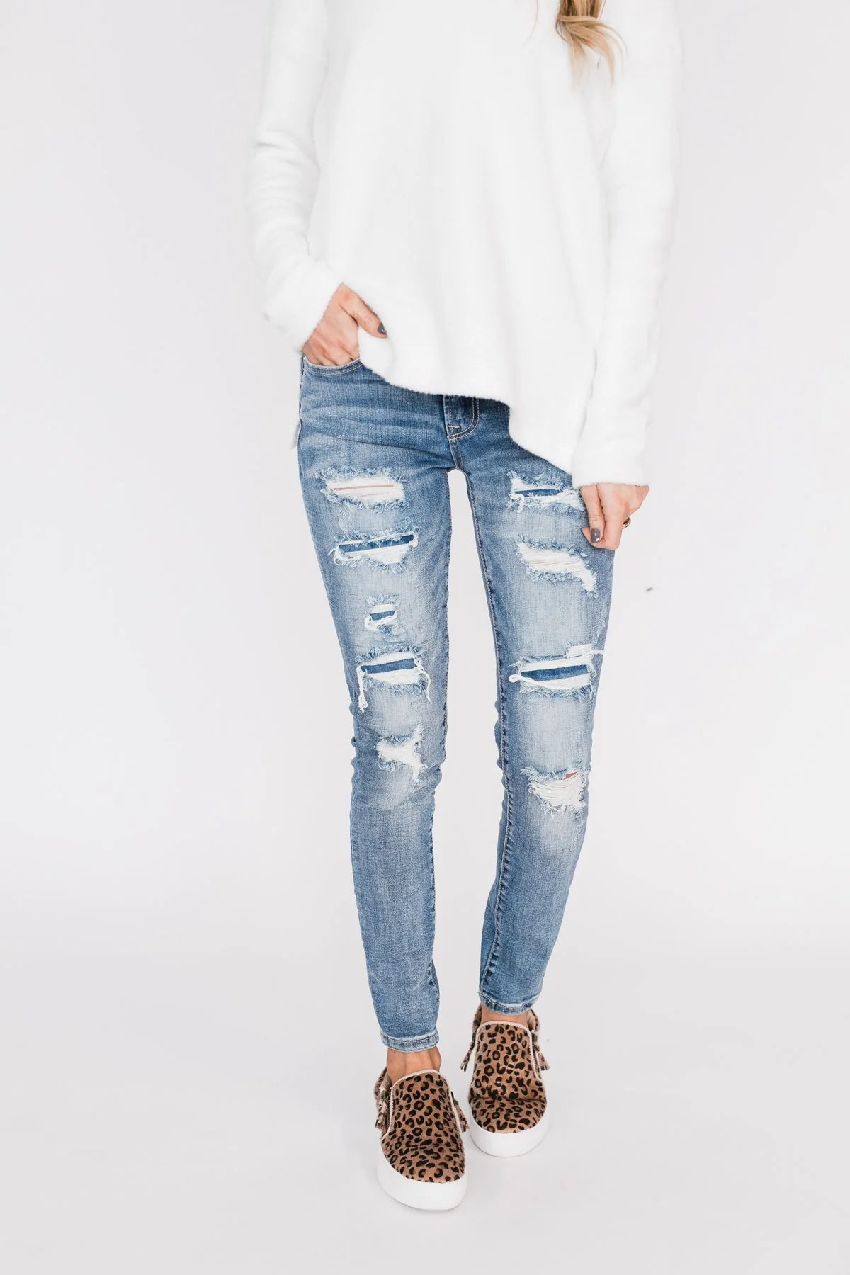 C'est Toi Distressed Skinny Jeans- Ophelia Wash - Image 9