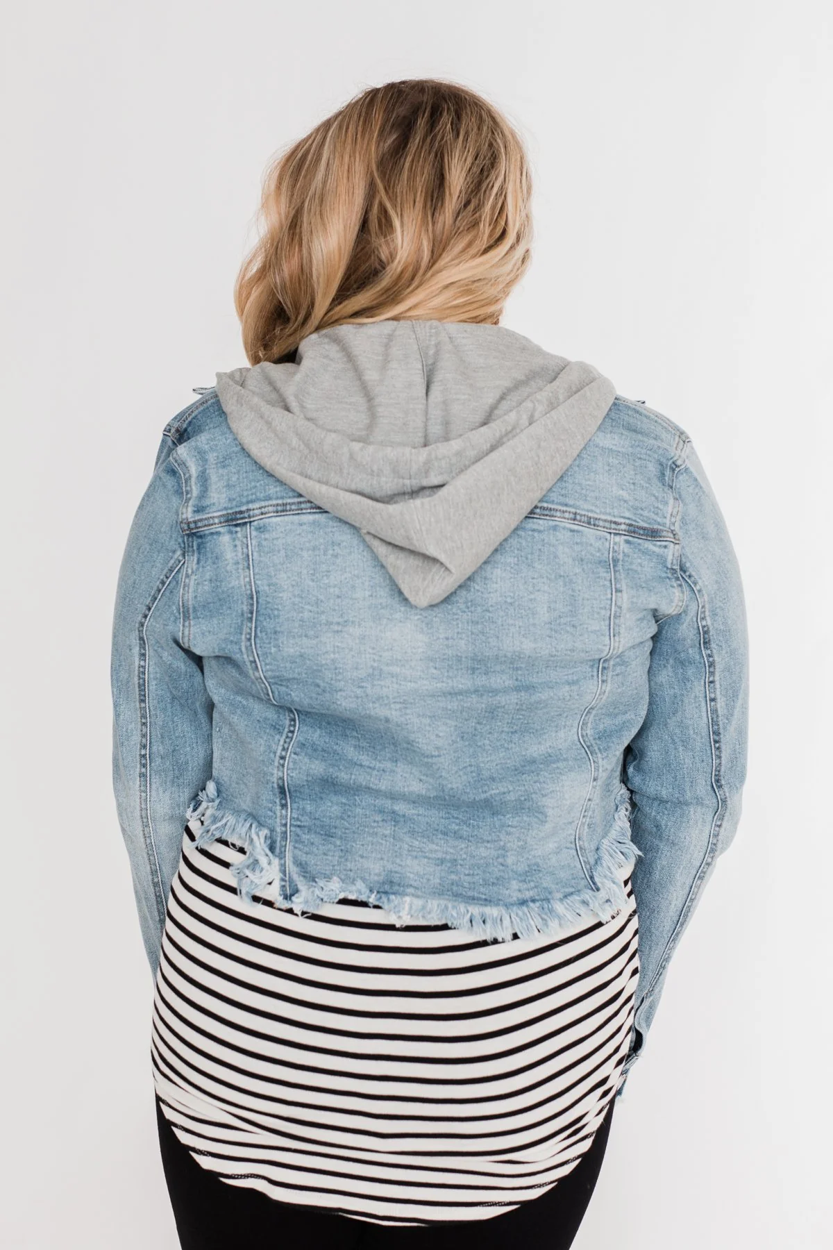 C'est Toi Frayed Hem Denim Jacket- Light Wash - Image 10