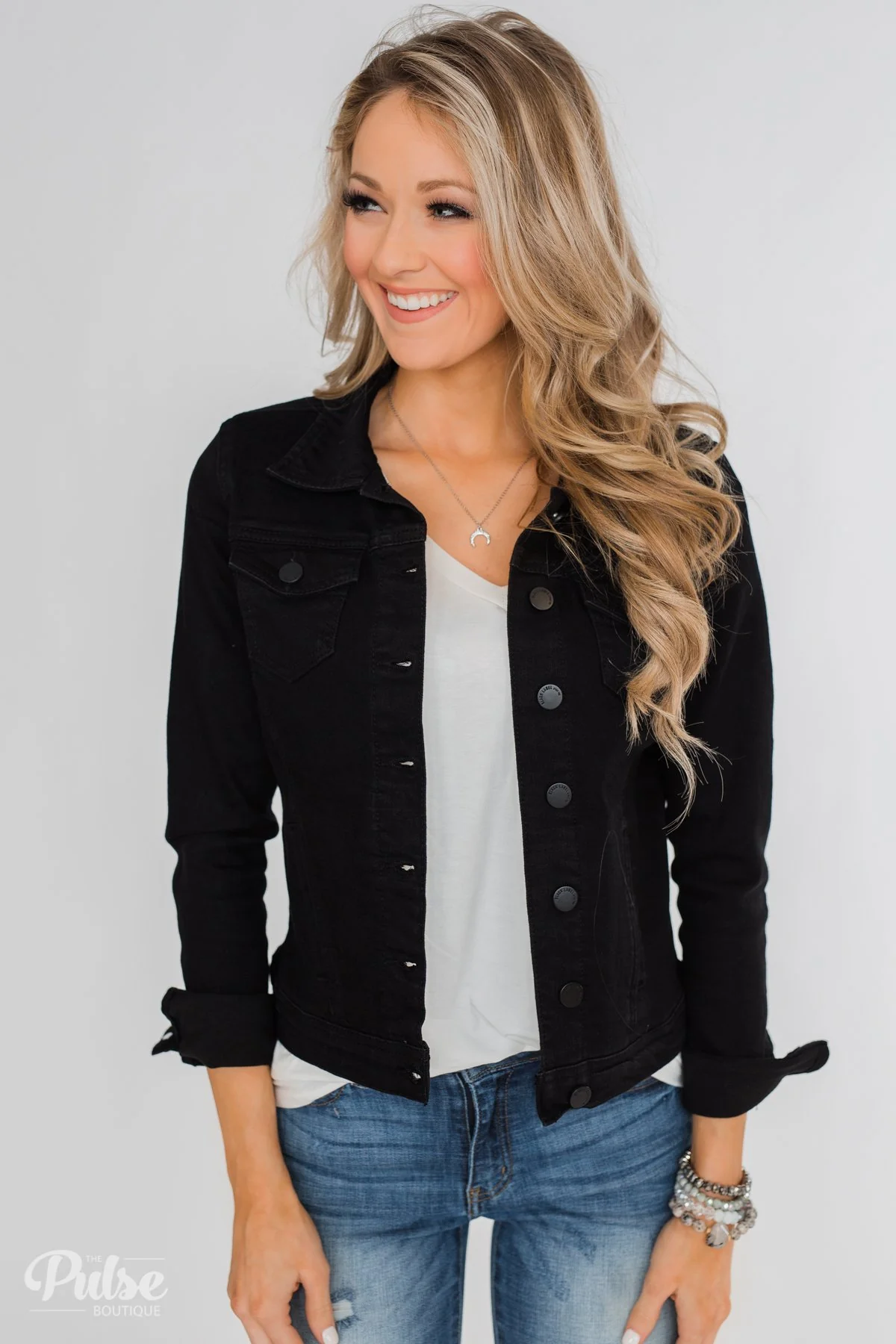 C'est Toi Non-Distressed Denim Jacket- Black - Image 2