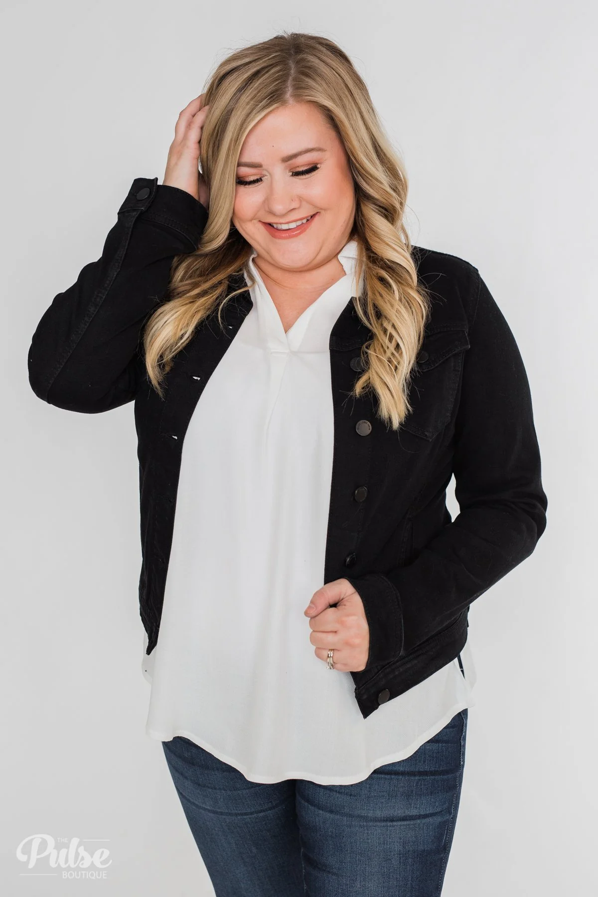 C'est Toi Non-Distressed Denim Jacket- Black - Image 9