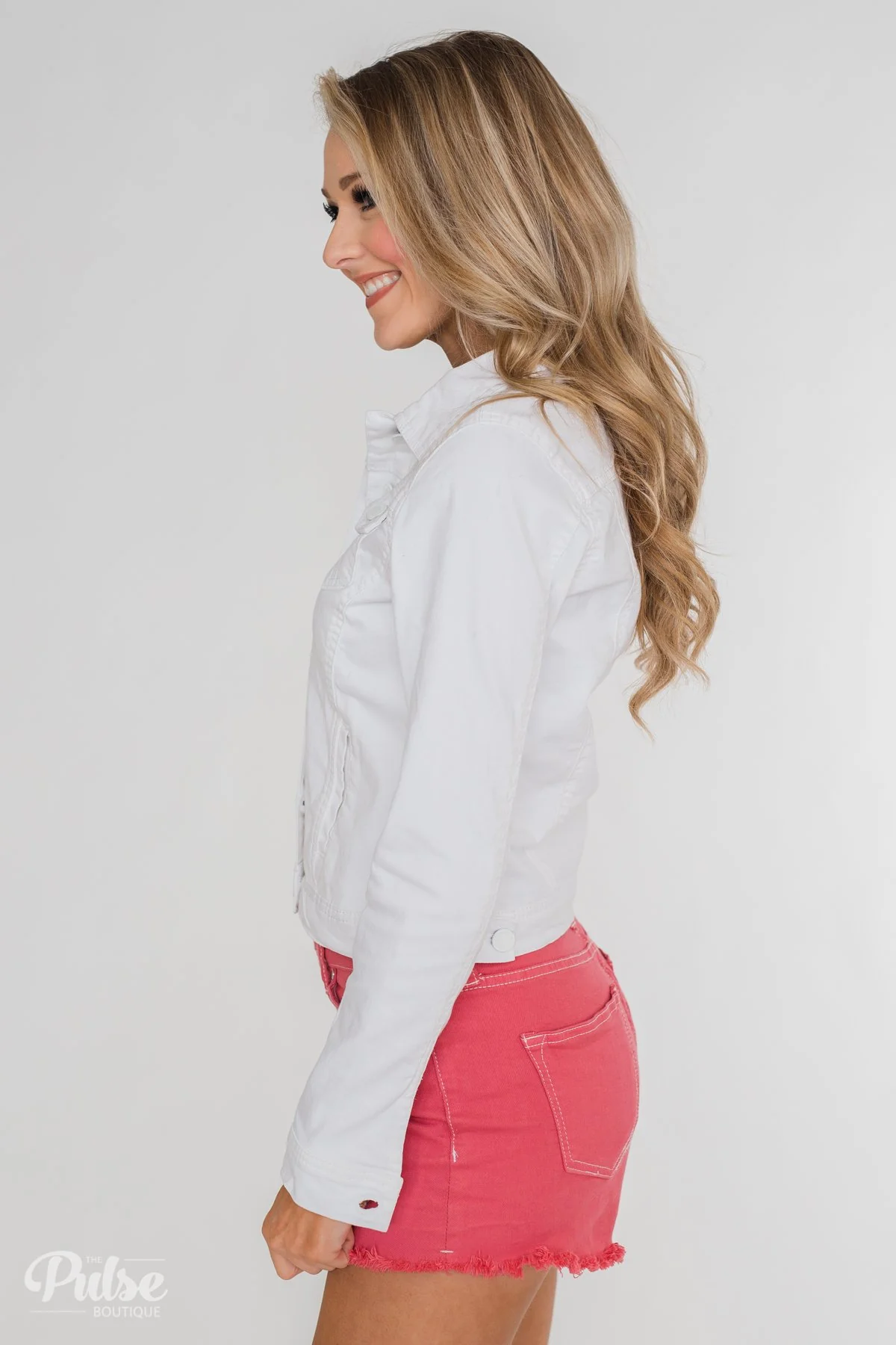 C'est Toi Non-Distressed Denim Jacket- White - Image 16