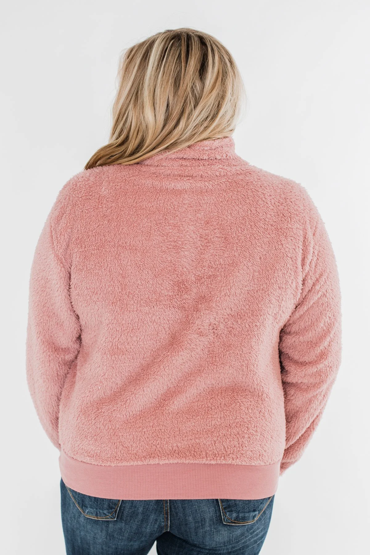 C'est Toi Quarter Zip Pullover Sherpa - Dusty Rose - Image 13