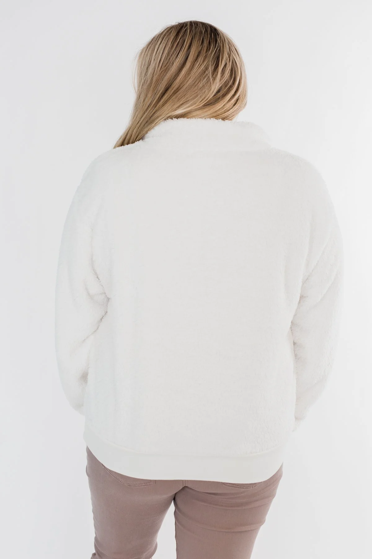 C'est Toi Quarter Zip Pullover Sherpa- Off White - Image 13