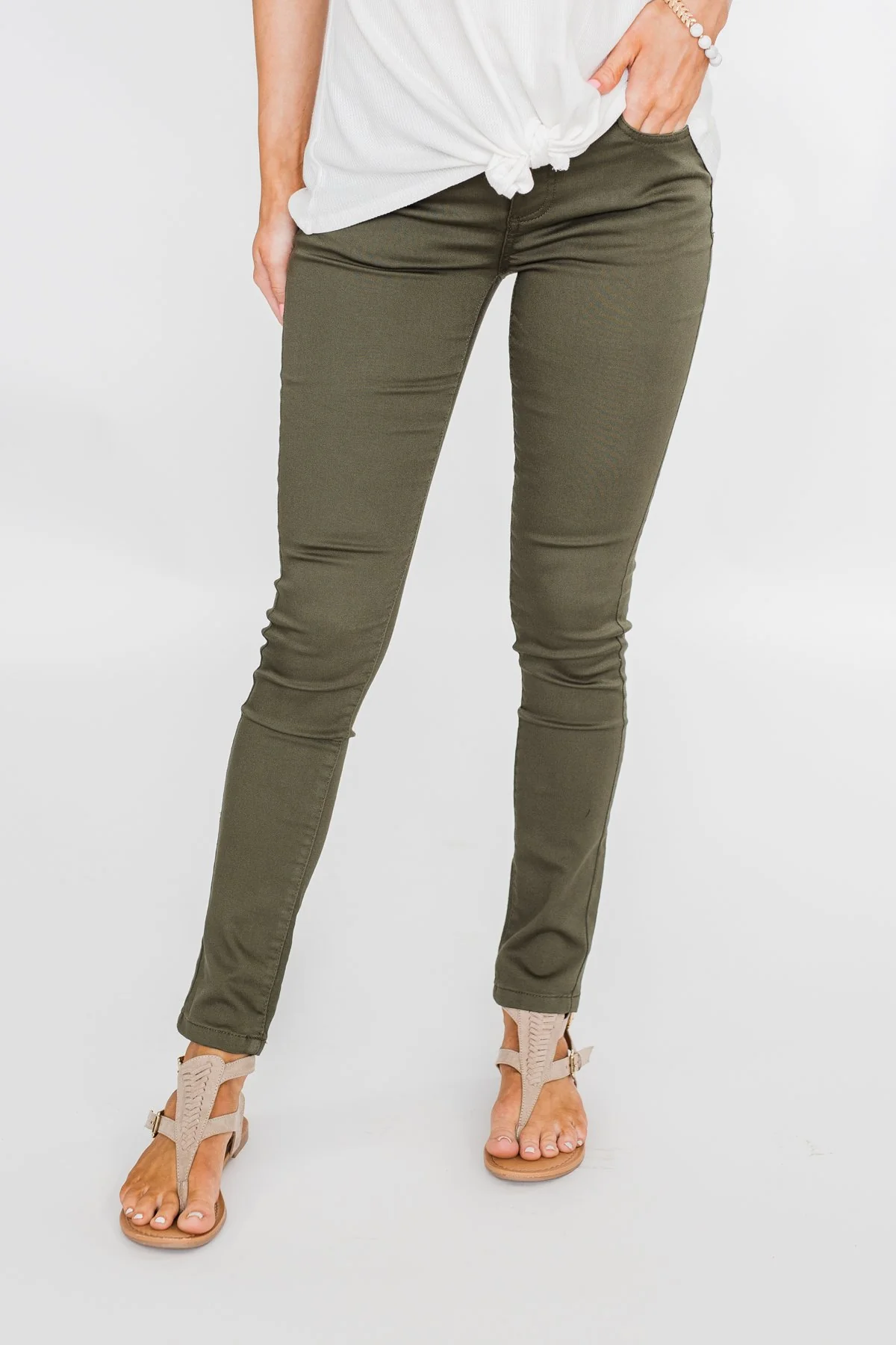 C'est Toi Skinny Jeans- Olive - Image 3