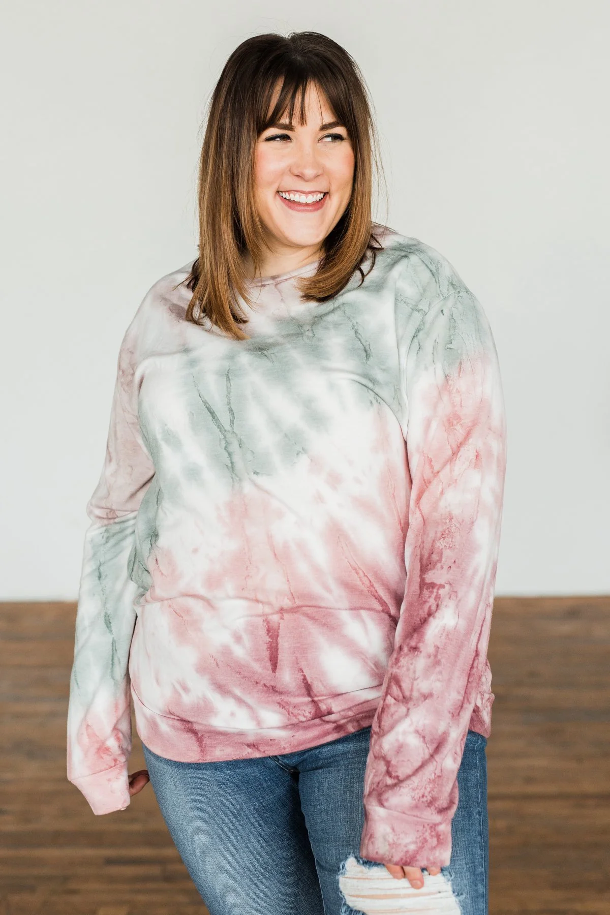 Change Of Heart Tie Dye Pullover Top- Taupe, Sage, & Mauve - Image 5