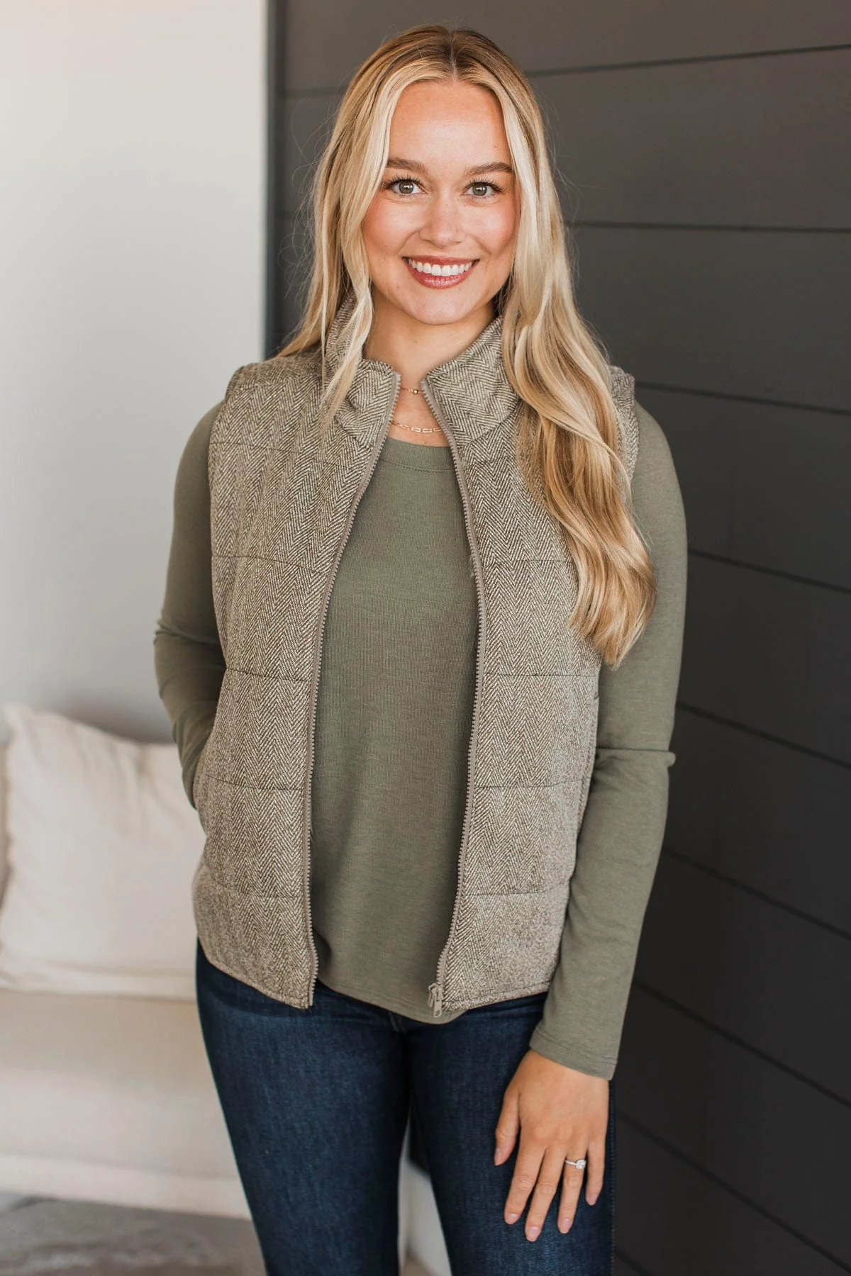 Change Of Tune Puffer Vest- Olive