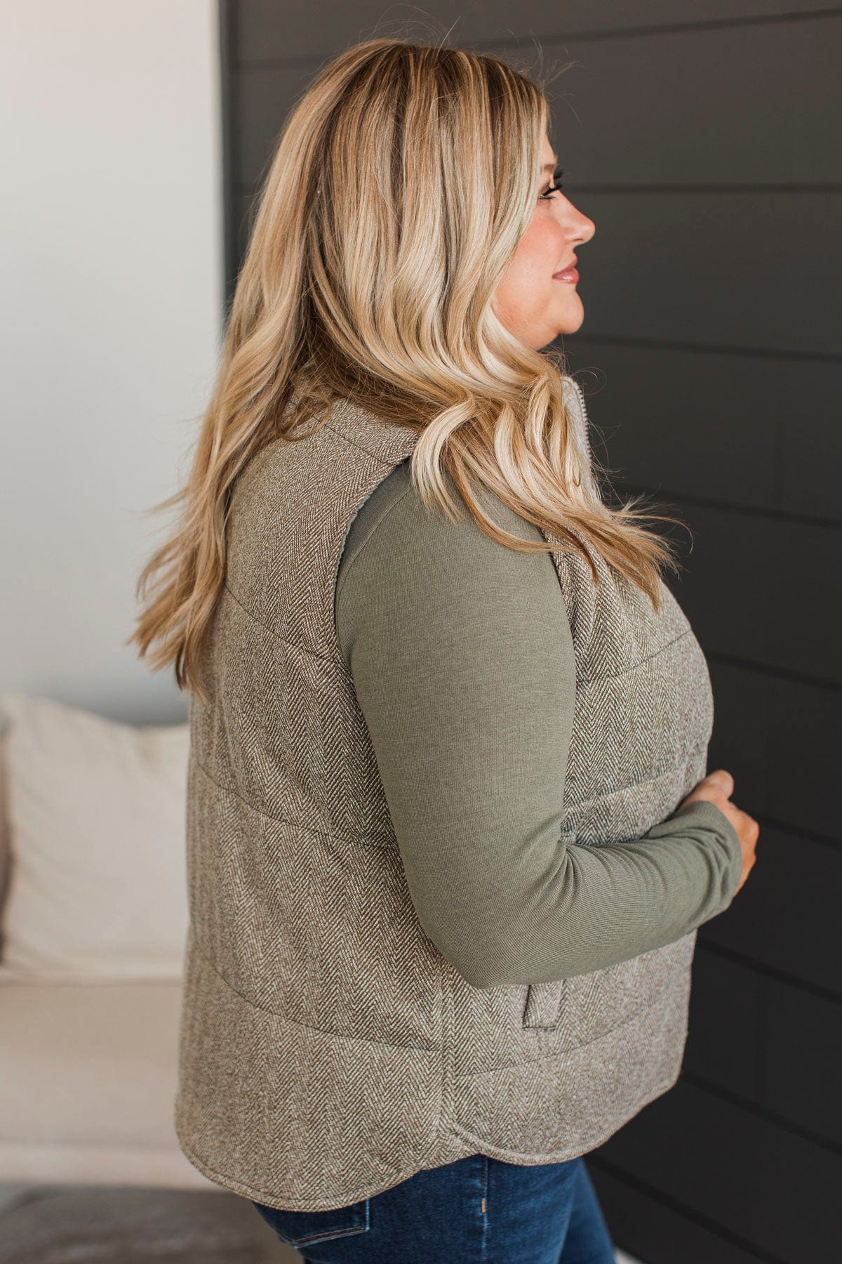Change Of Tune Puffer Vest- Olive - Image 4