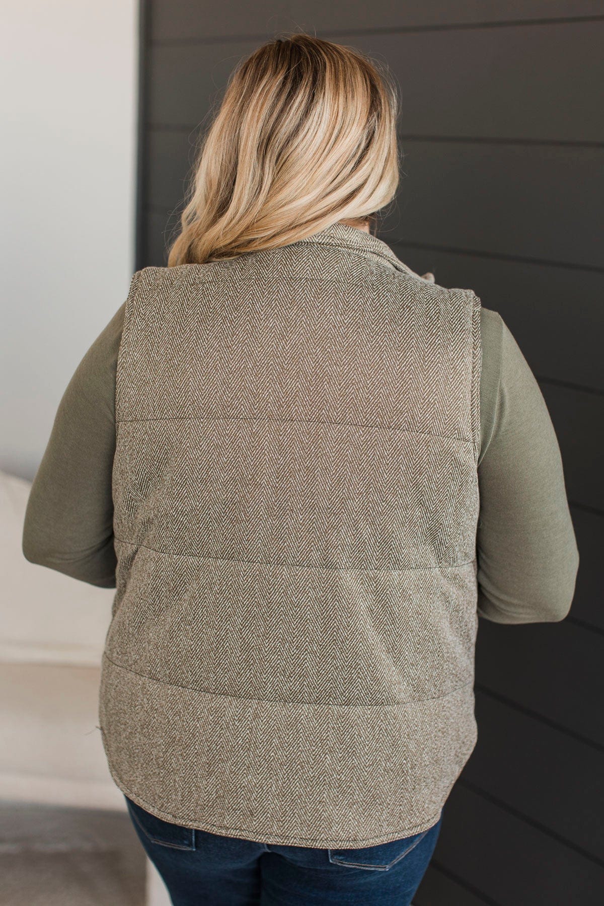 Change Of Tune Puffer Vest- Olive - Image 6