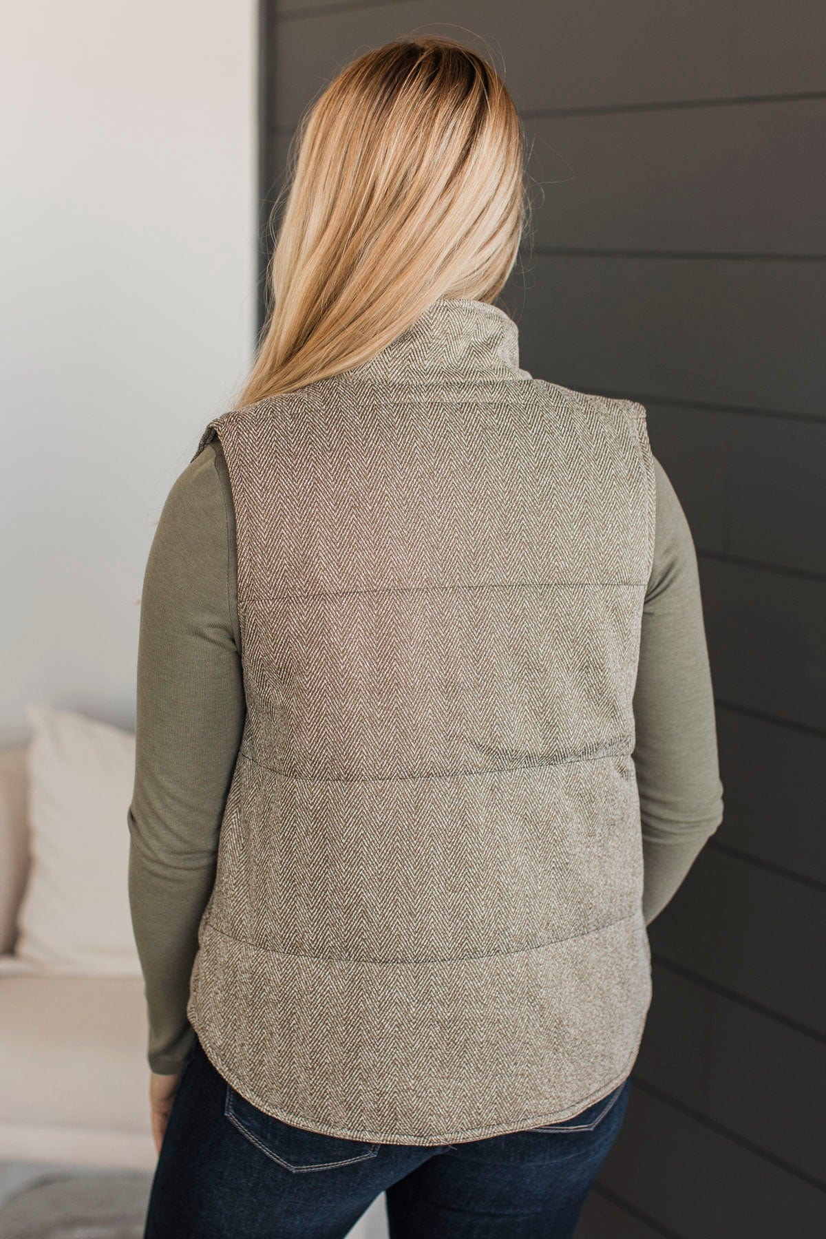 Change Of Tune Puffer Vest- Olive - Image 7