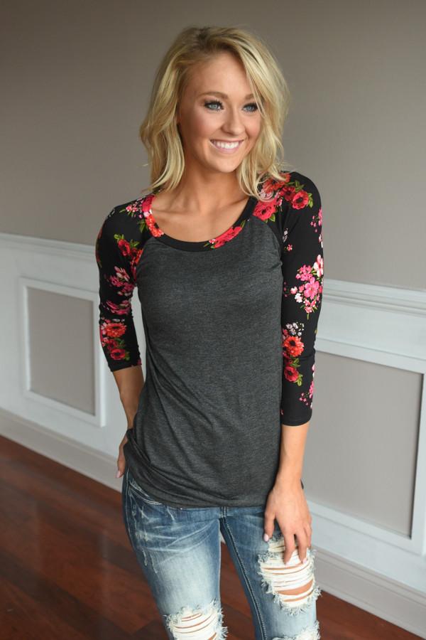 Charcoal Floral - Red - Image 4