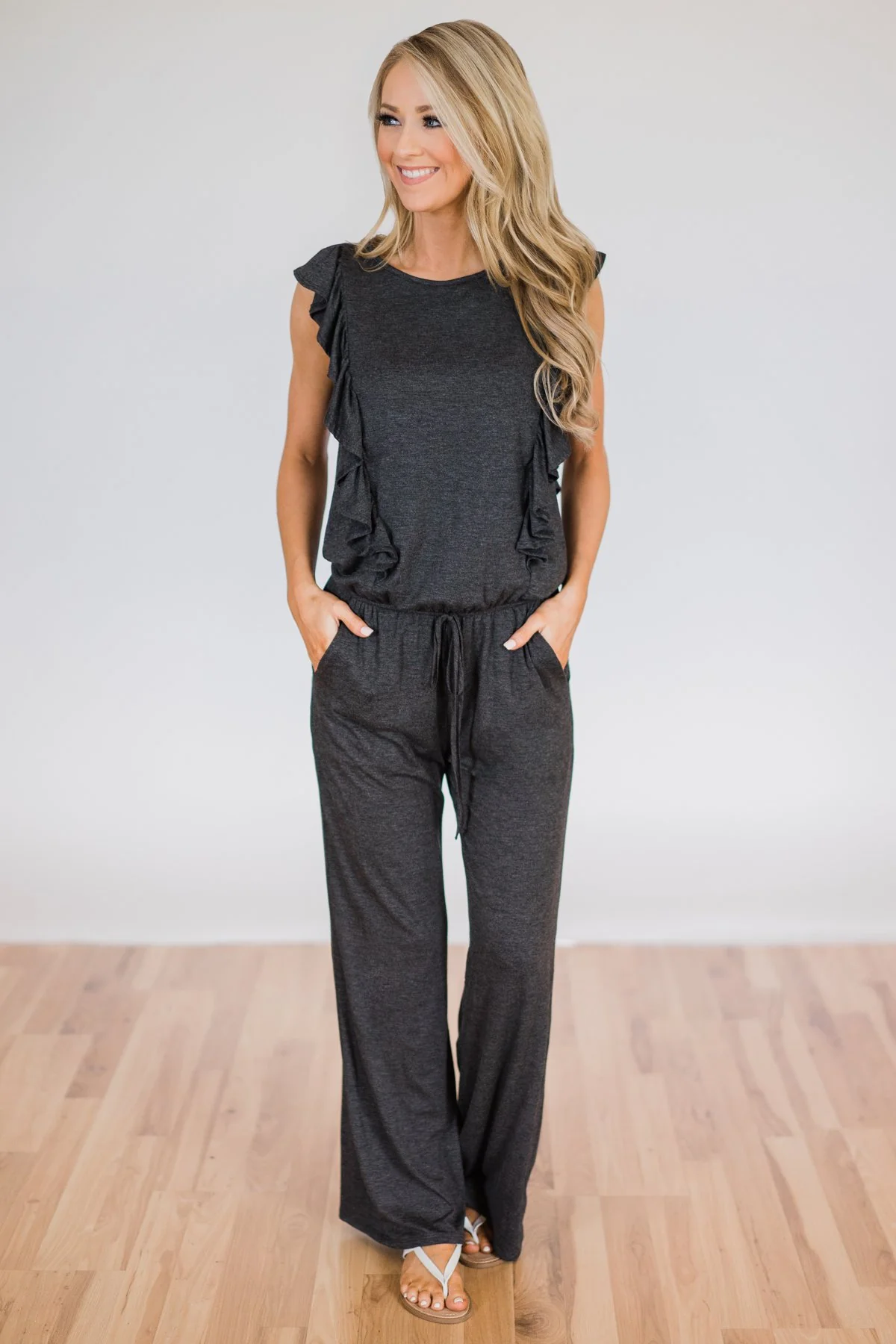 Charcoal Ruffle Jumpsuit