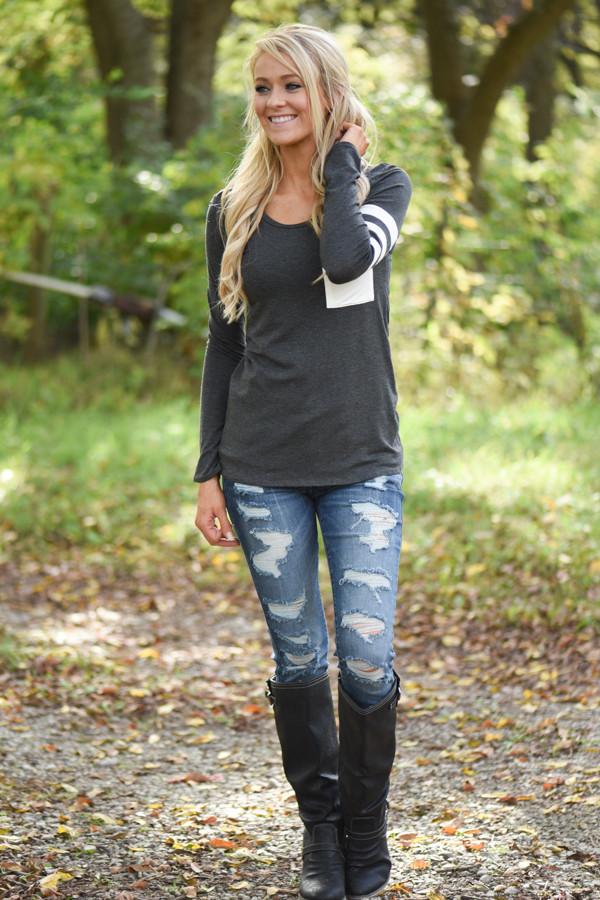 Charcoal Top w/White Pocket - Image 2