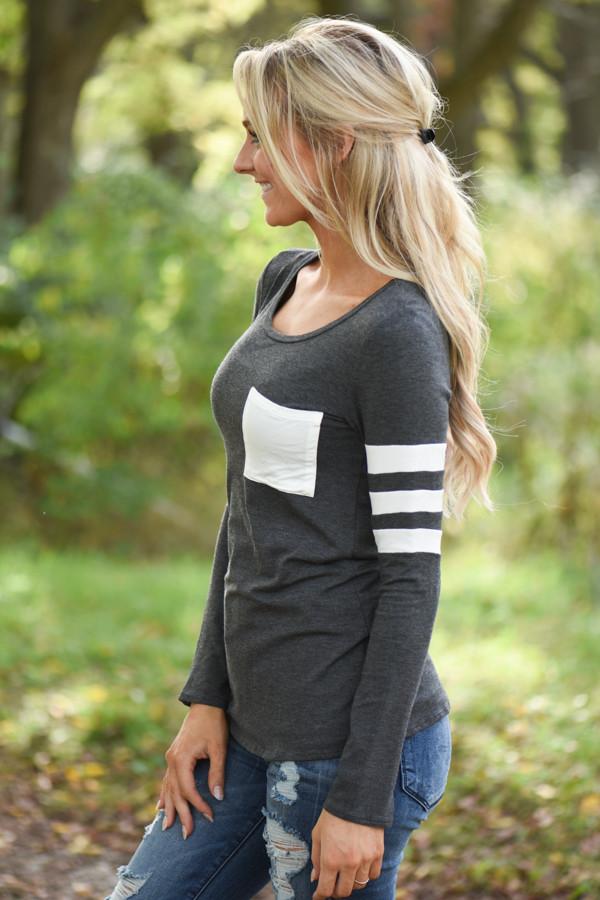 Charcoal Top w/White Pocket - Image 4