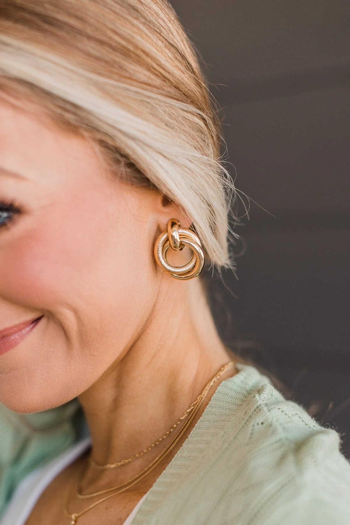 Charmed By You Metal Earrings- Gold
