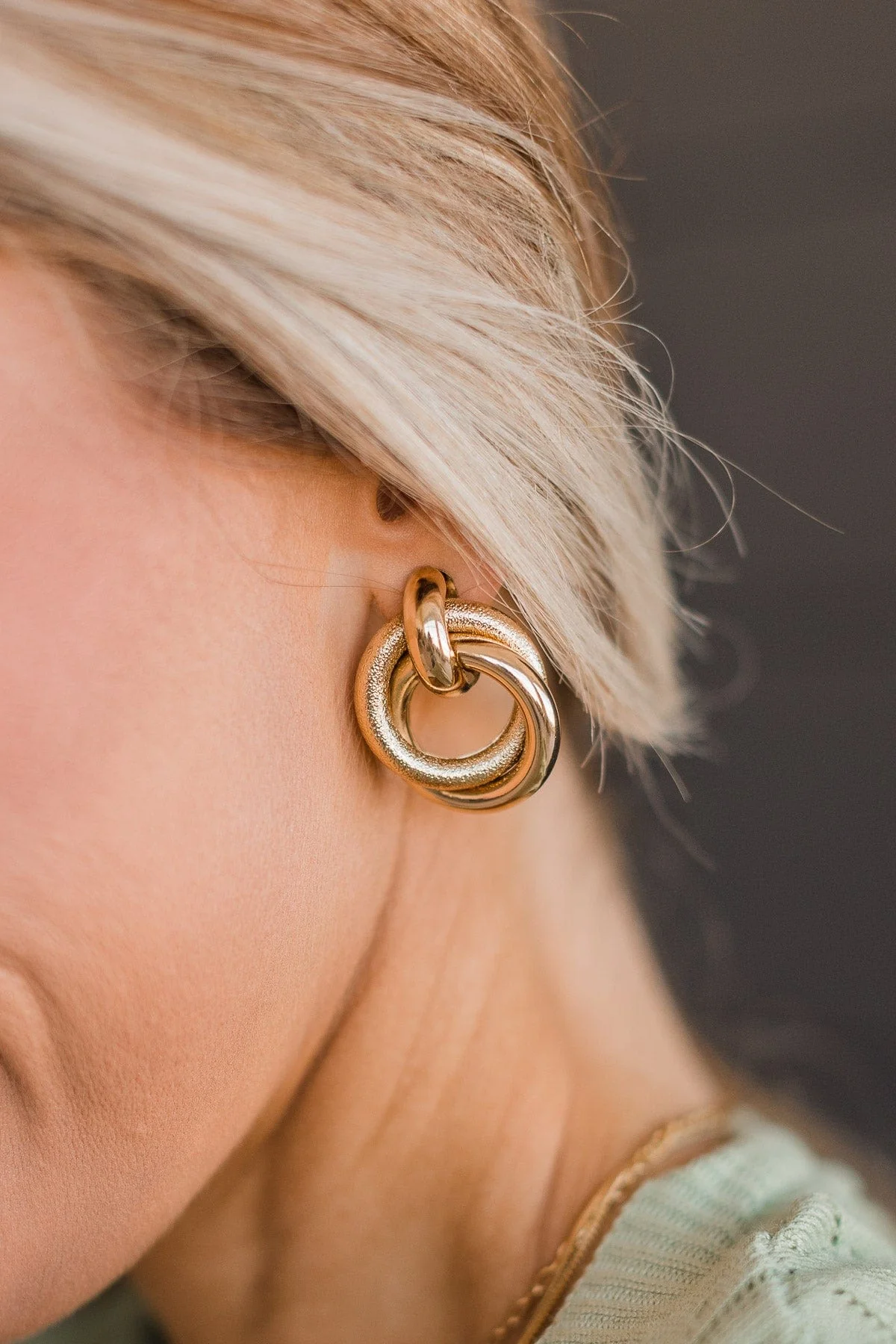 Charmed By You Metal Earrings- Gold - Image 2