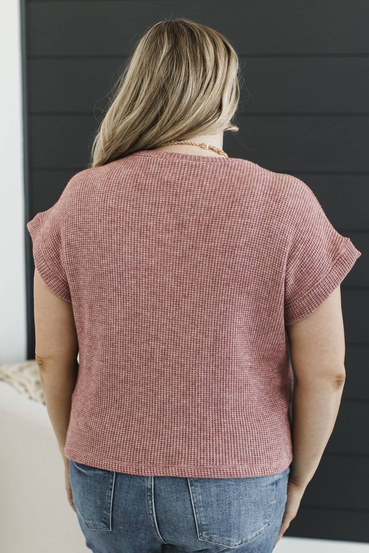 Charmed Lifestyle Short Sleeve Knit Top- Marsala - Image 8