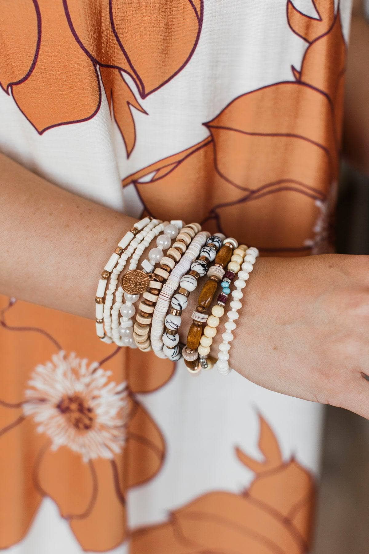 Charming Love Stackable Bracelet Set- Ivory