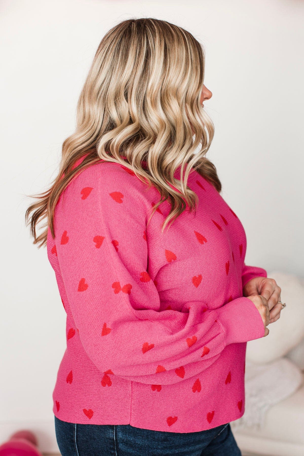 Charming Moments Heart Knit Sweater- Pink - Image 7