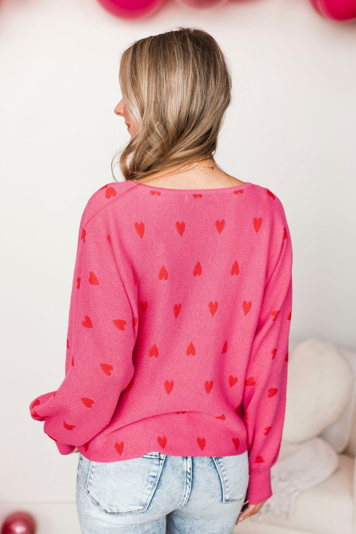 Charming Moments Heart Knit Sweater- Pink - Image 8