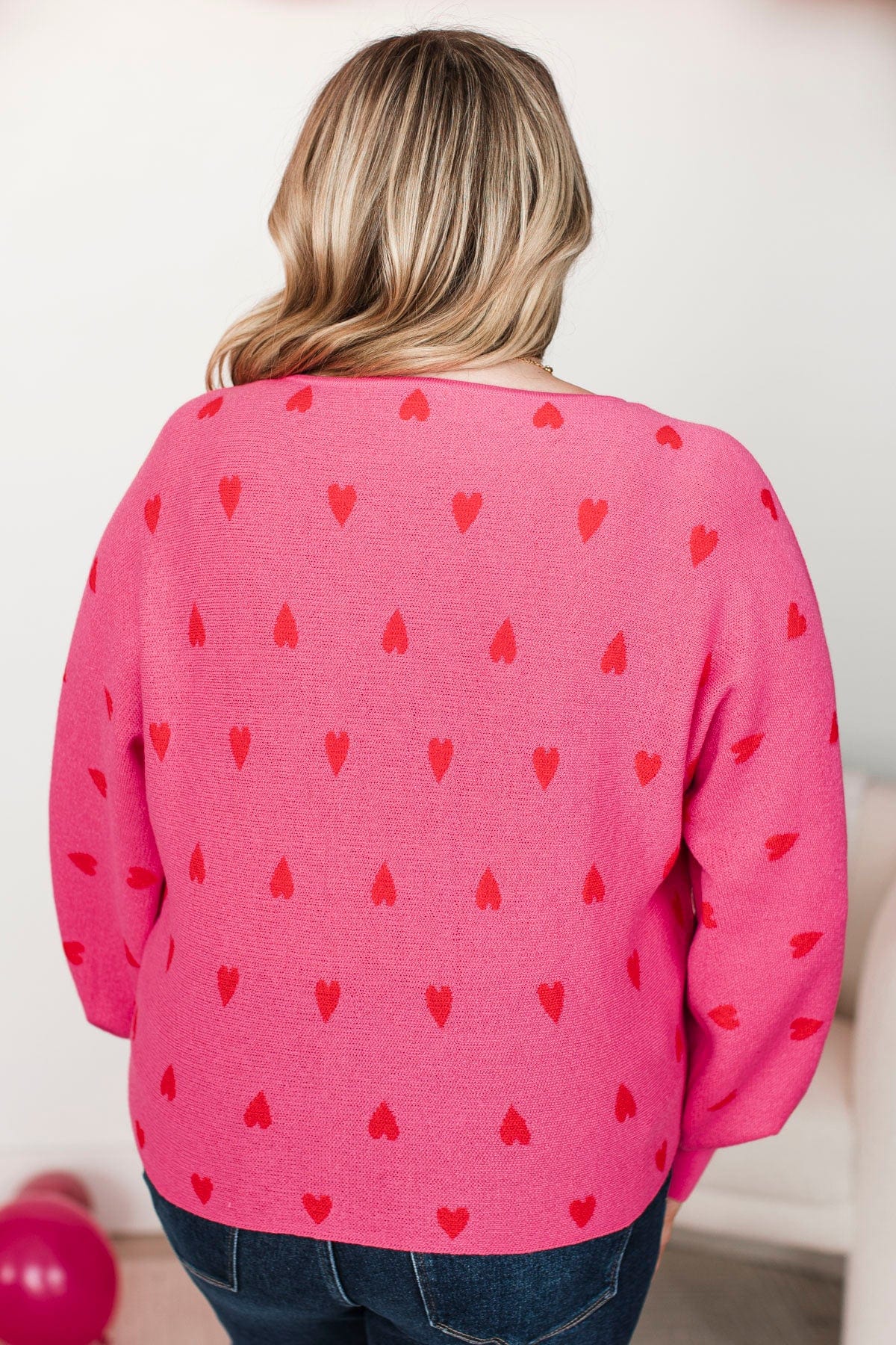 Charming Moments Heart Knit Sweater- Pink - Image 9
