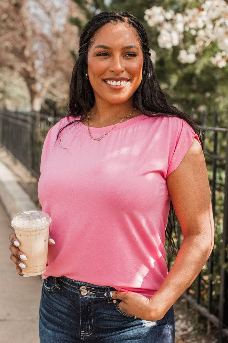 Charming Moves Cap Sleeve Top- Pink - Image 2