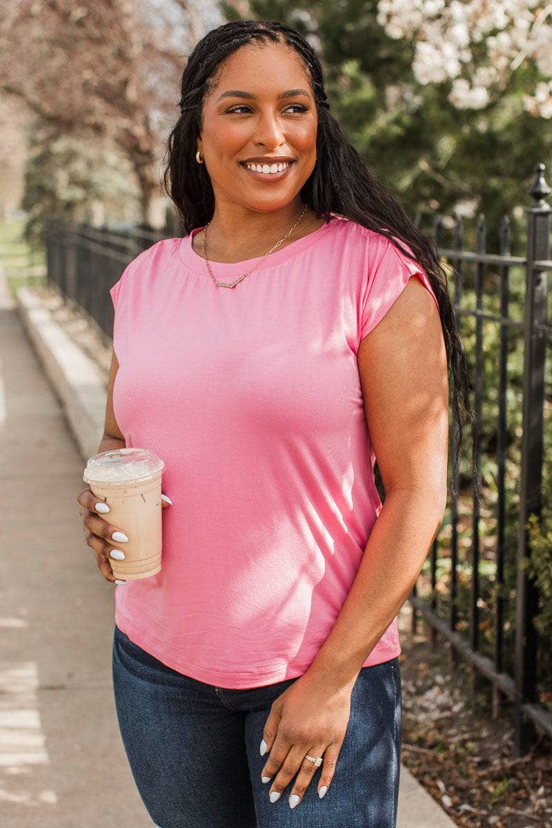 Charming Moves Cap Sleeve Top- Pink - Image 4