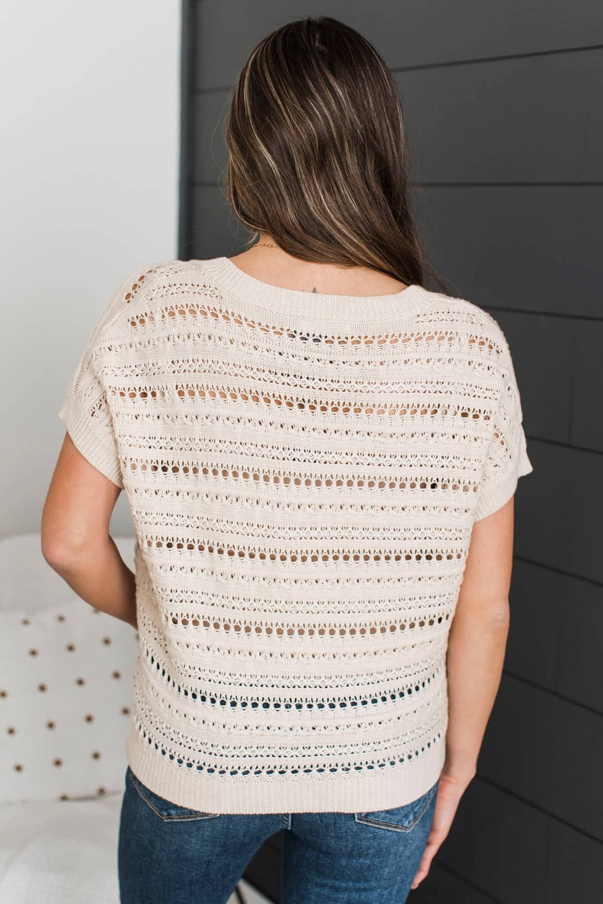Charming Smiles Crochet Knit Sweater Top- Natural - Image 8