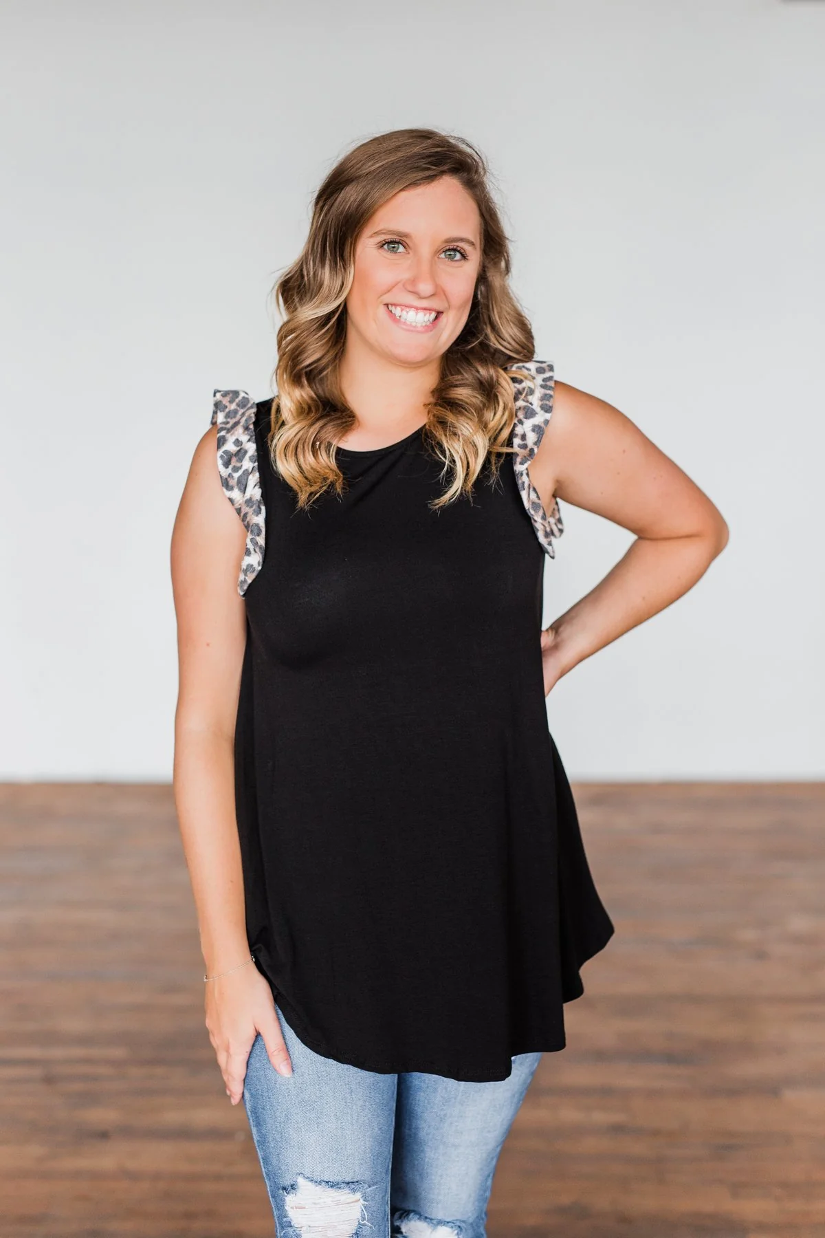 Chase That Feeling Ruffle Sleeve Top- Black - Image 2