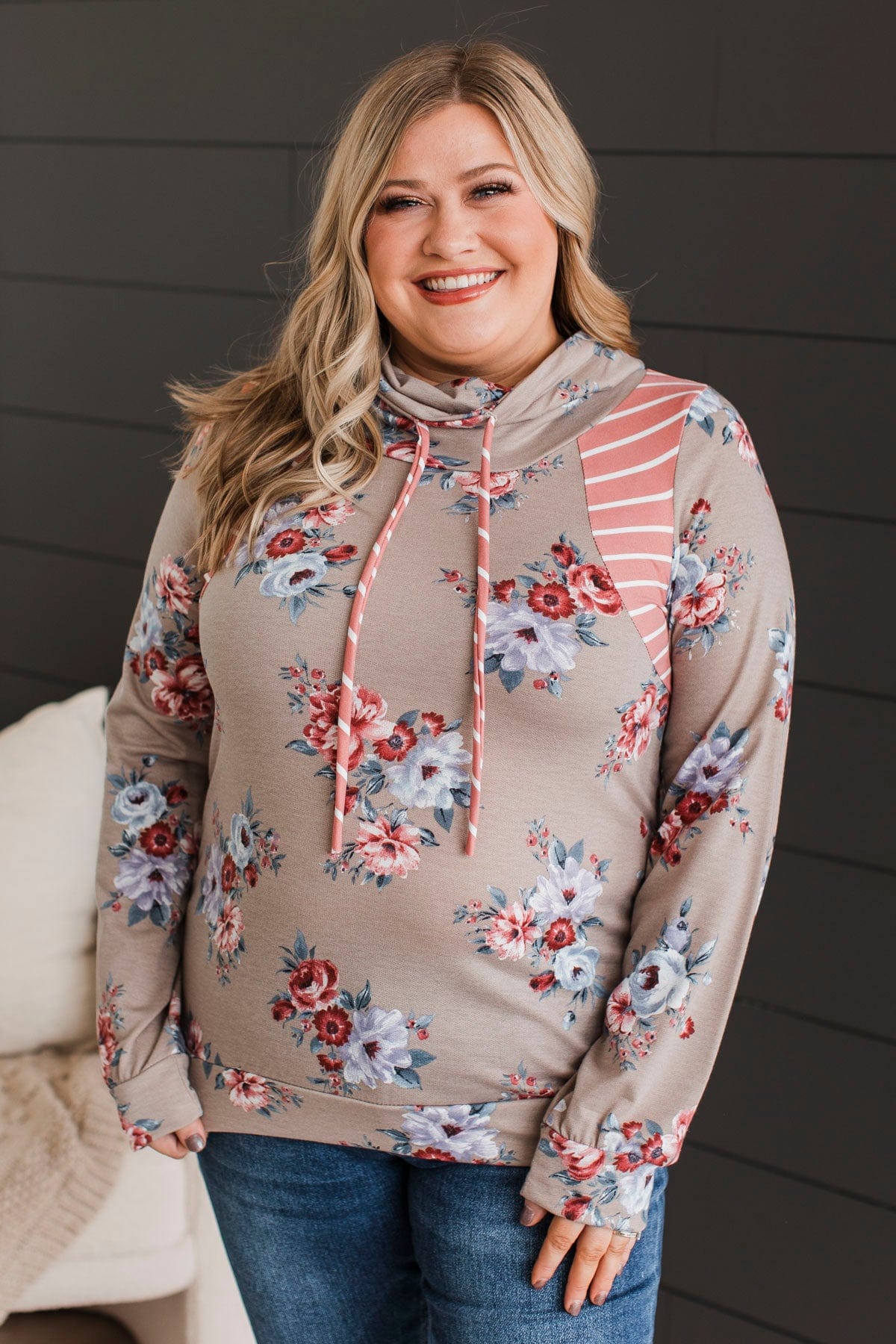 Chase The Memories Cowl Neck Top- Taupe - Image 3