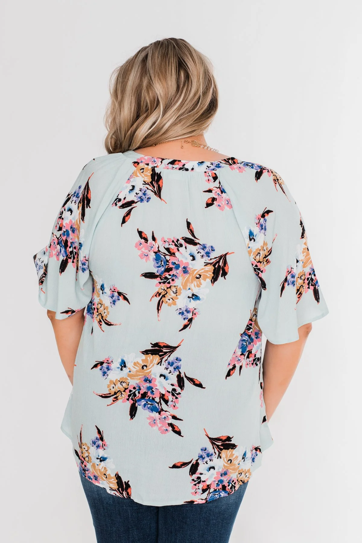 Chase Your Dreams Floral Blouse- Sky Blue - Image 8