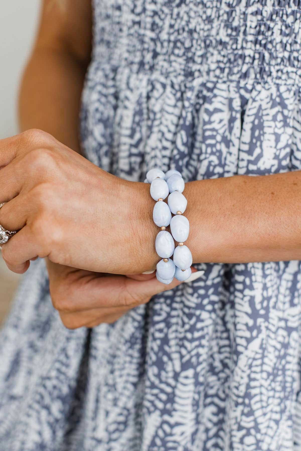 Chasing Blue Skies Beaded Bracelet Set- Light Blue