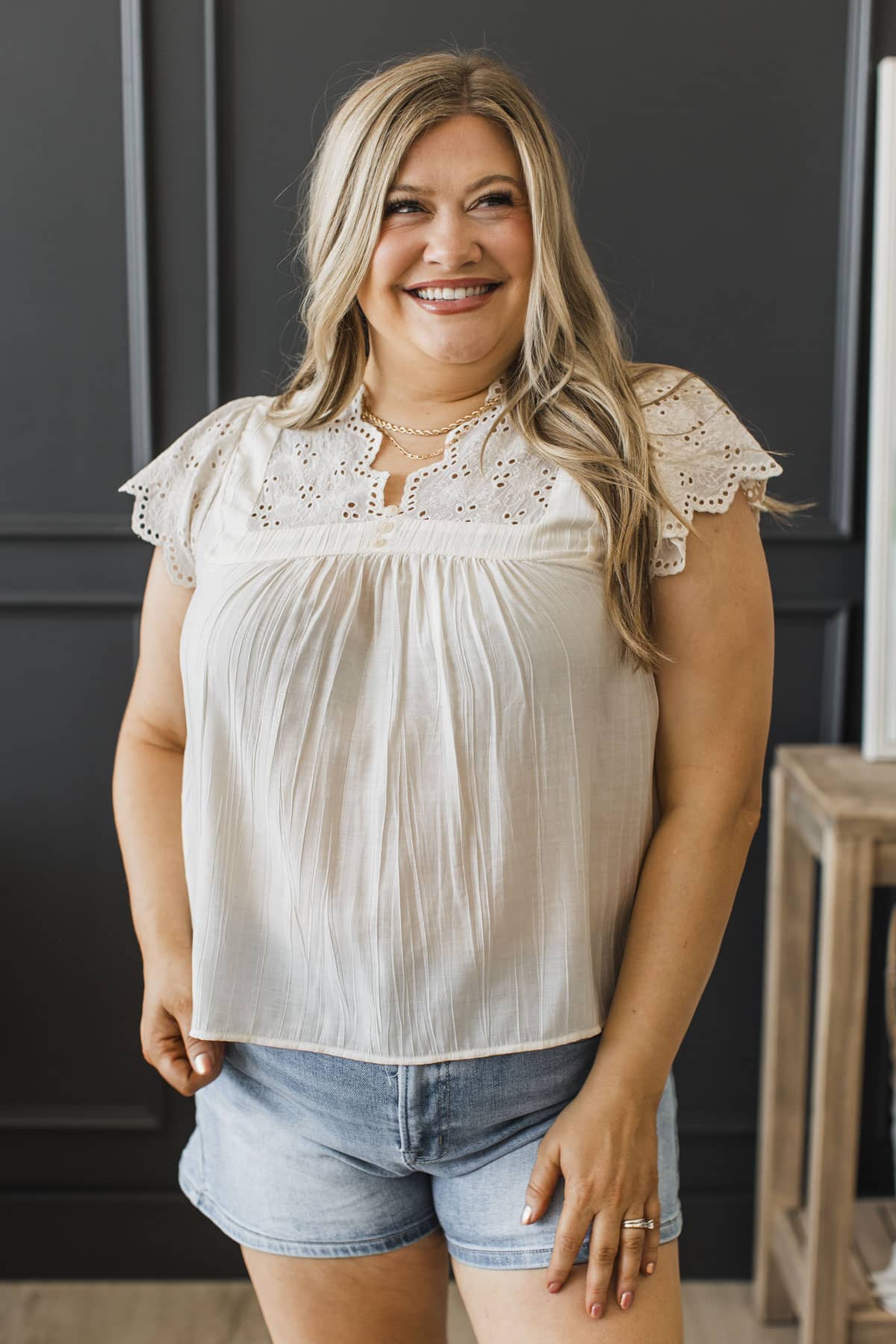 Chasing Clouds Short Sleeve Blouse- Ivory - Image 2