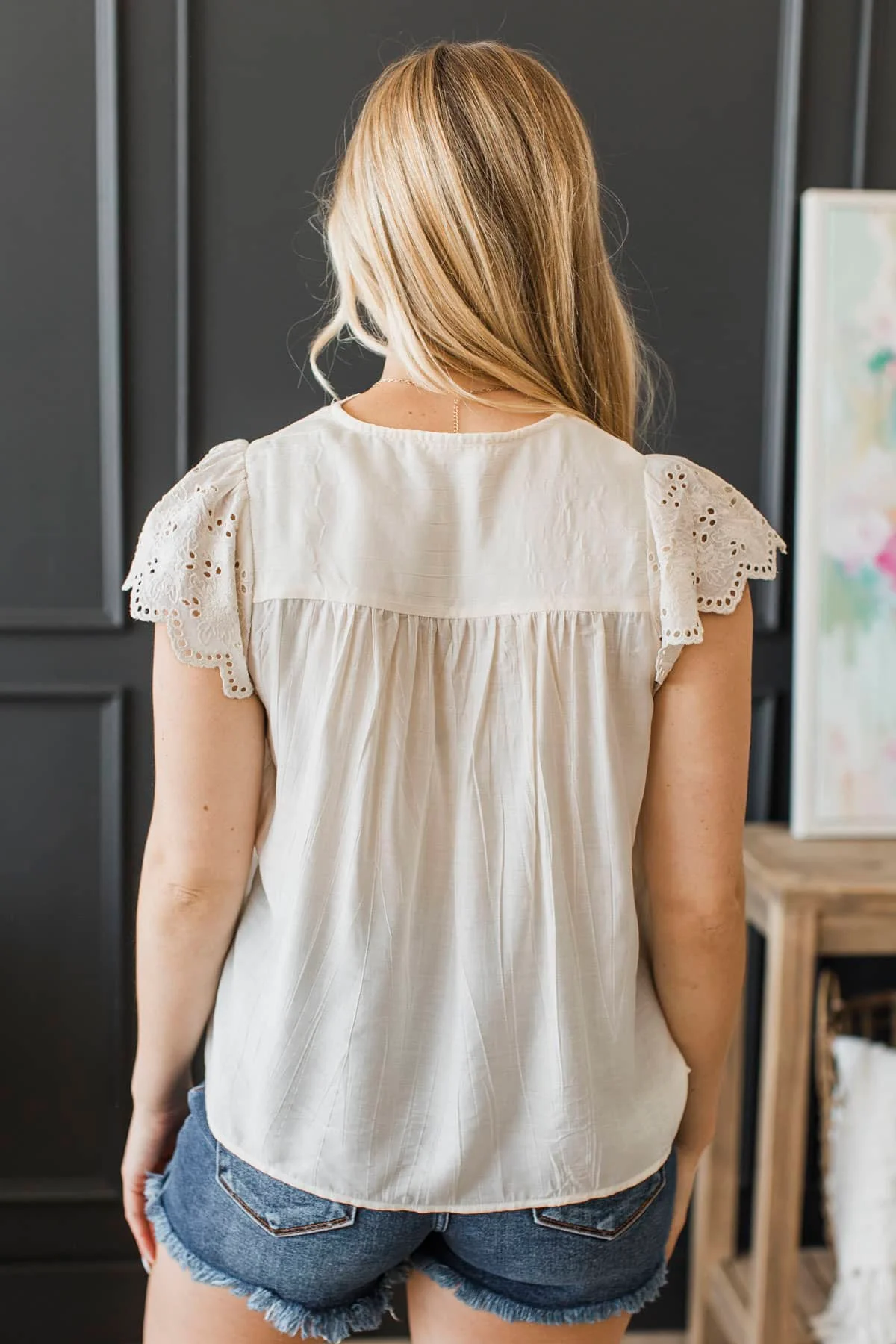 Chasing Clouds Short Sleeve Blouse- Ivory - Image 7