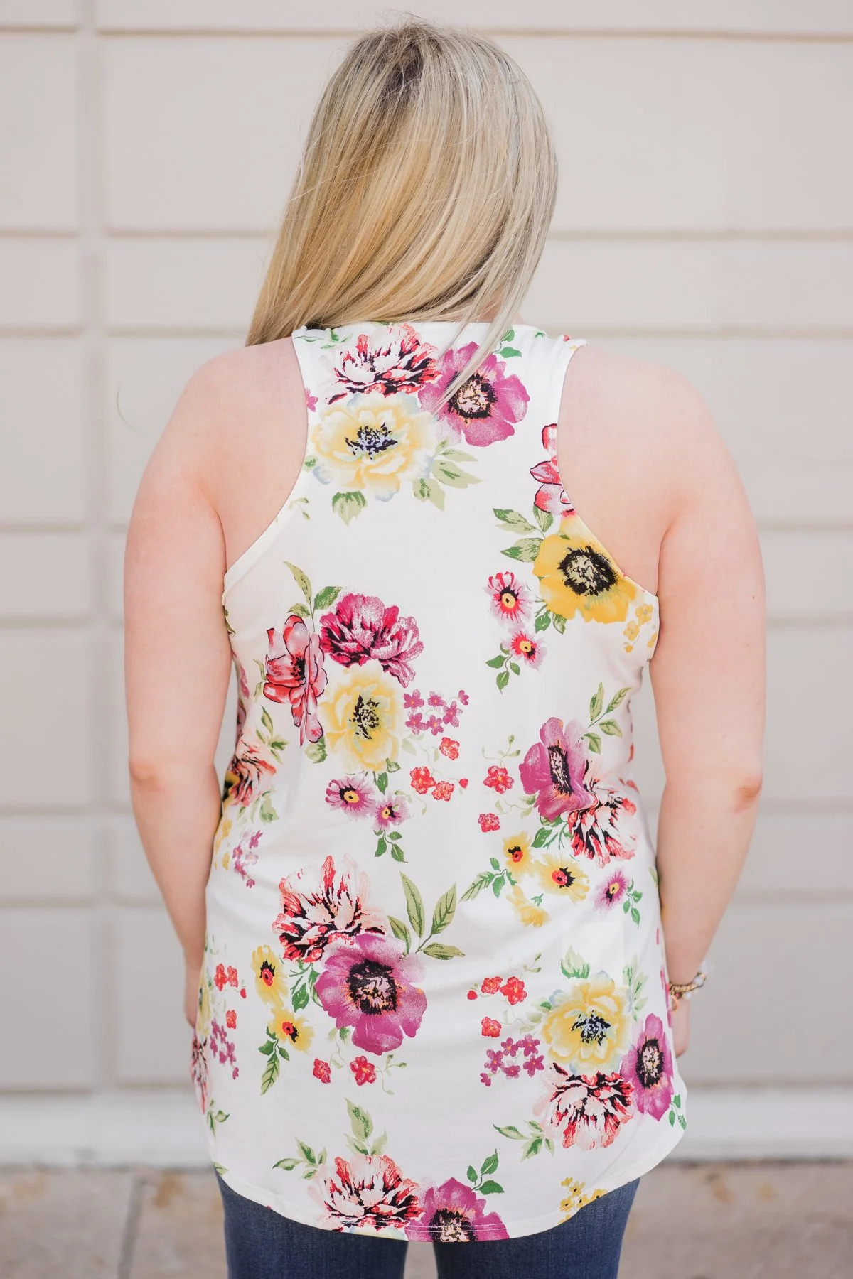 Chasing Flowers Criss Cross Tank Top- Ivory - Image 7