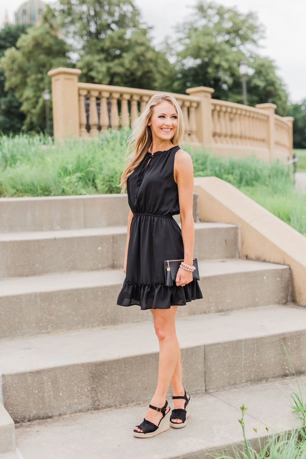 Chasing Happiness Halter Ruffle Dress- Black - Image 6
