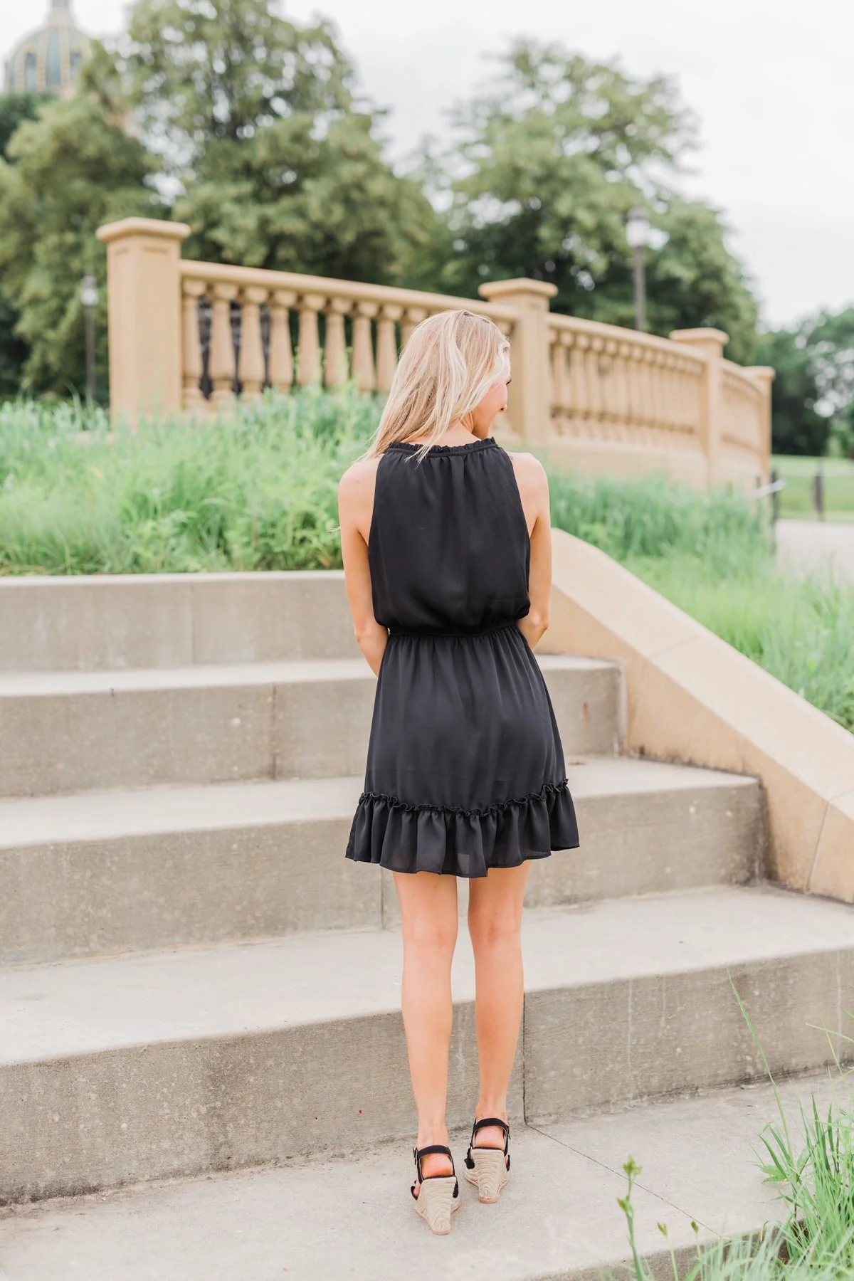 Chasing Happiness Halter Ruffle Dress- Black - Image 8