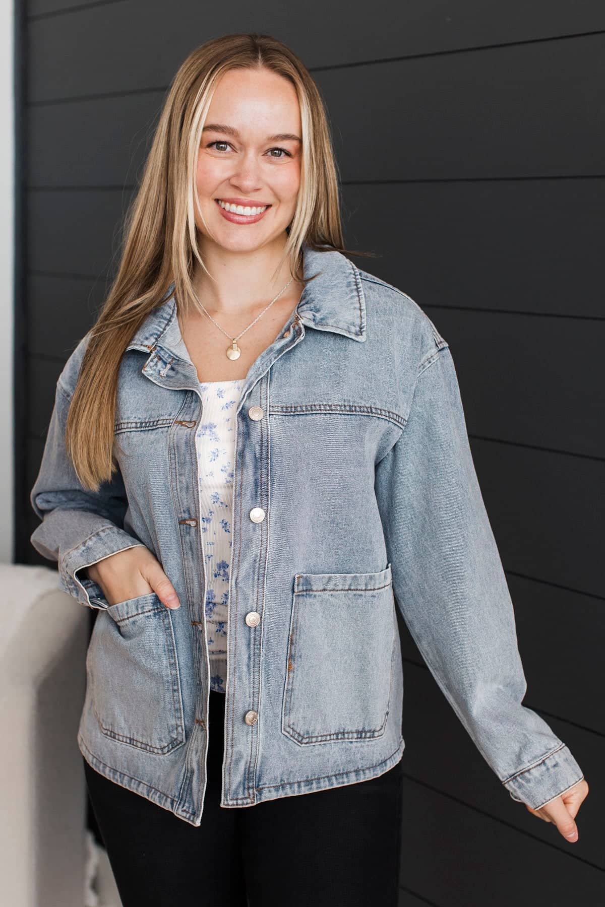Chasing Joy Denim Chore Jacket - Image 2